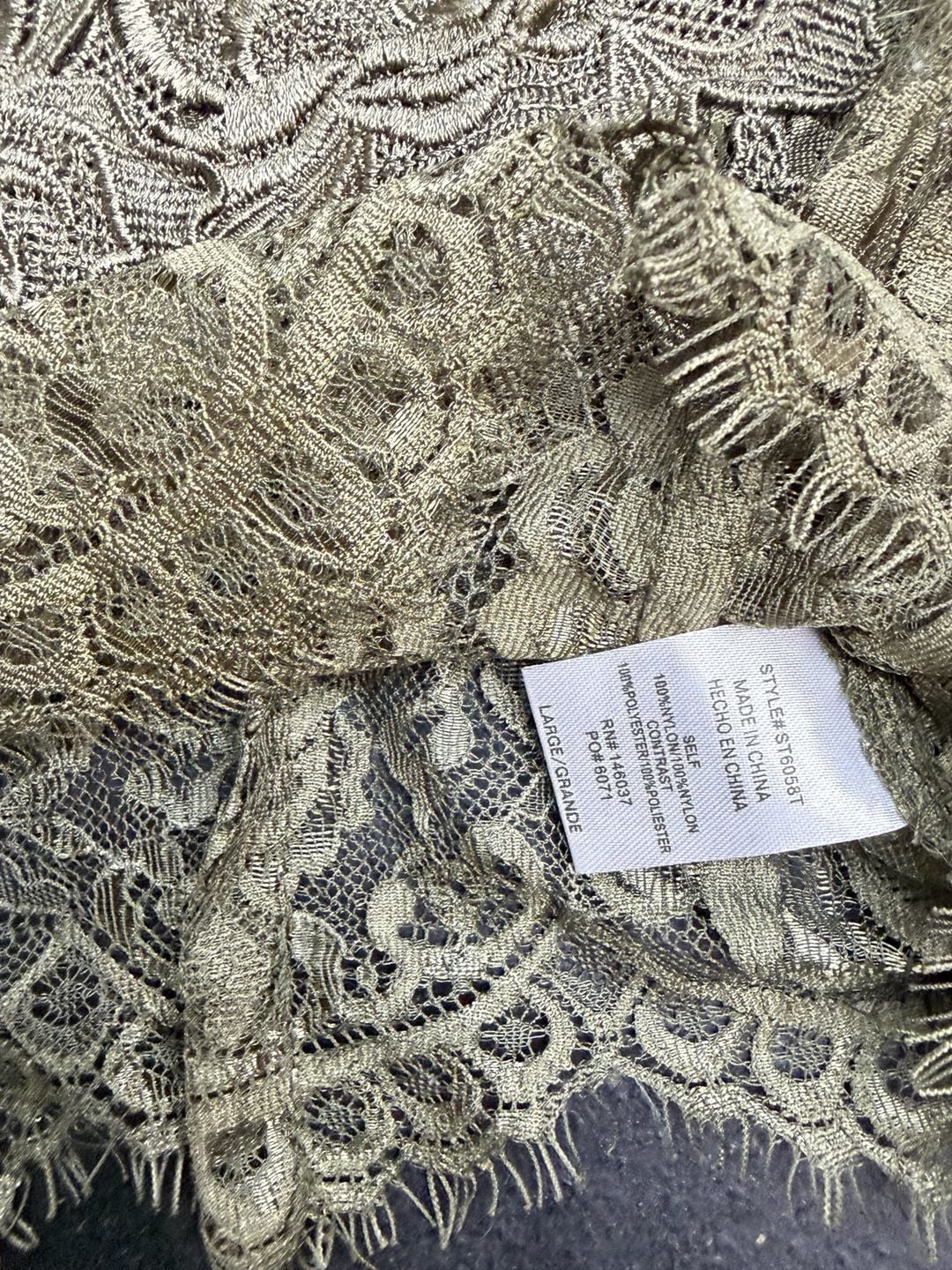 Fashion Nova Grand Gesture Top Size L Olive Lace Floral Crop Tank 5