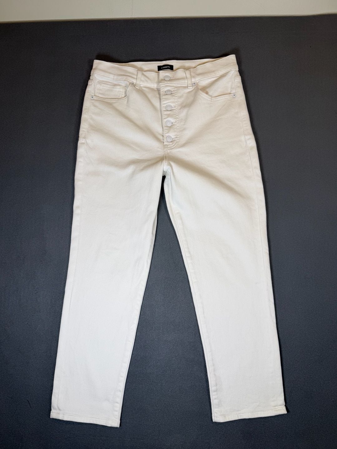Express Mom Jean Super High Rise Size 10 White Button Fly Denim 2