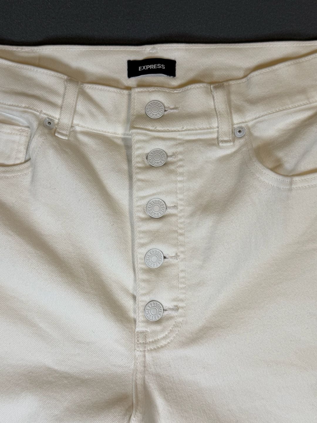 Express Mom Jean Super High Rise Size 10 White Button Fly Denim 3