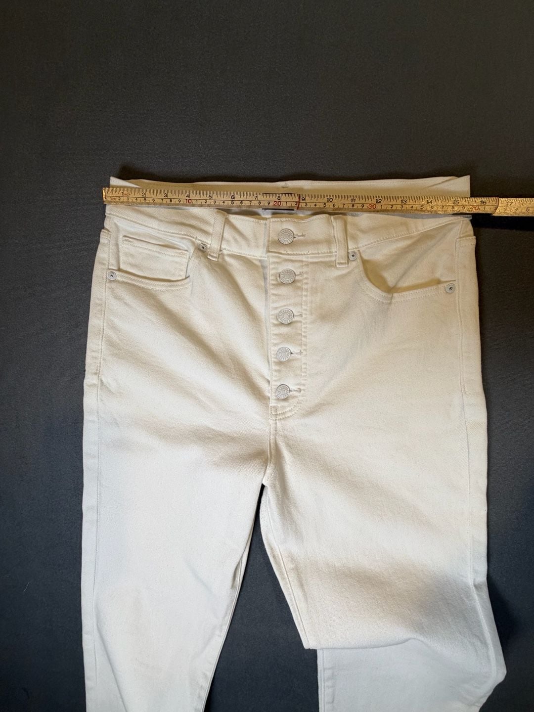 Express Mom Jean Super High Rise Size 10 White Button Fly Denim 6