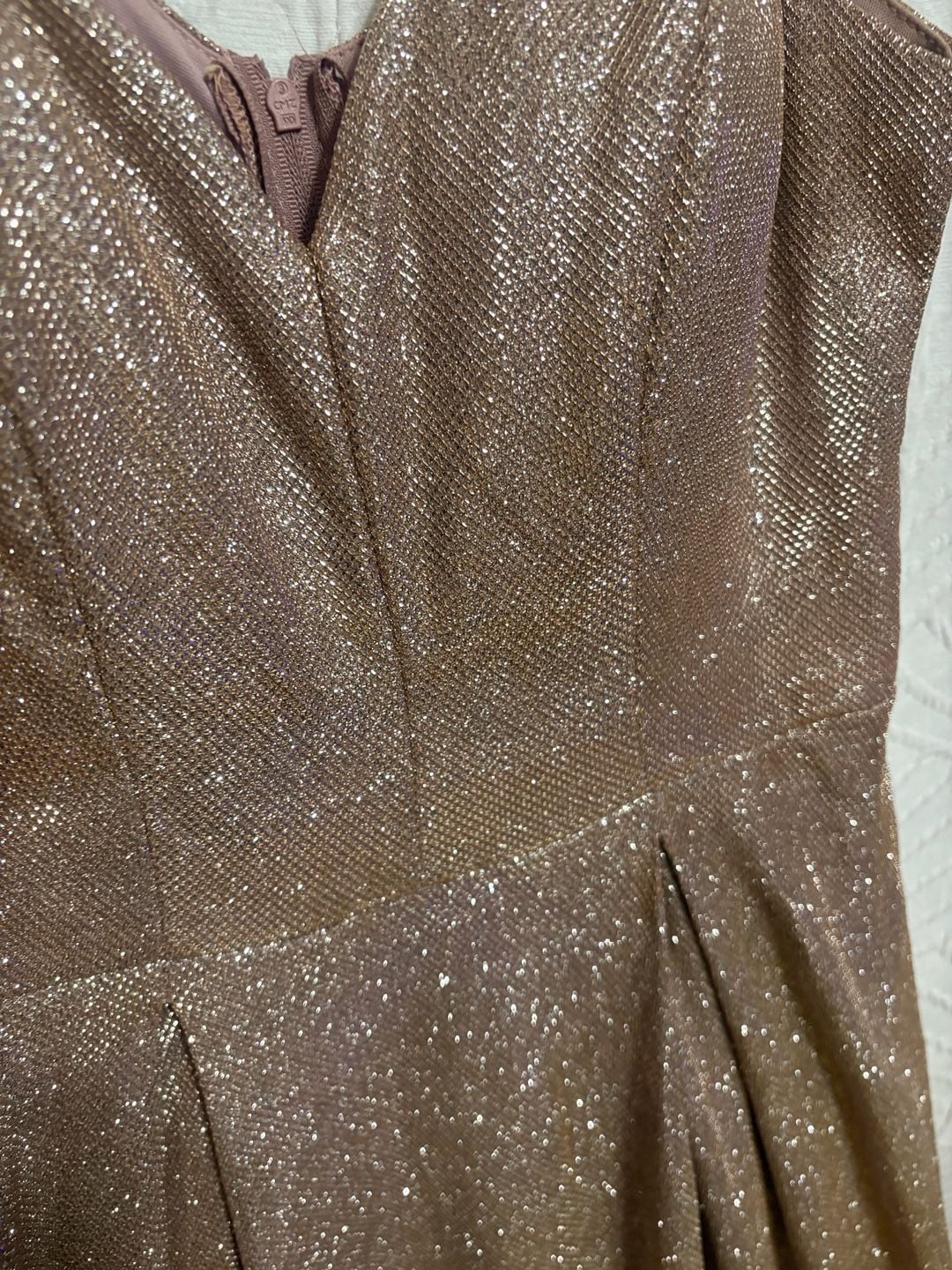 B. Smart Glitter Maxi Dress Size 5/6 Rose Gold Formal V-Neck 3