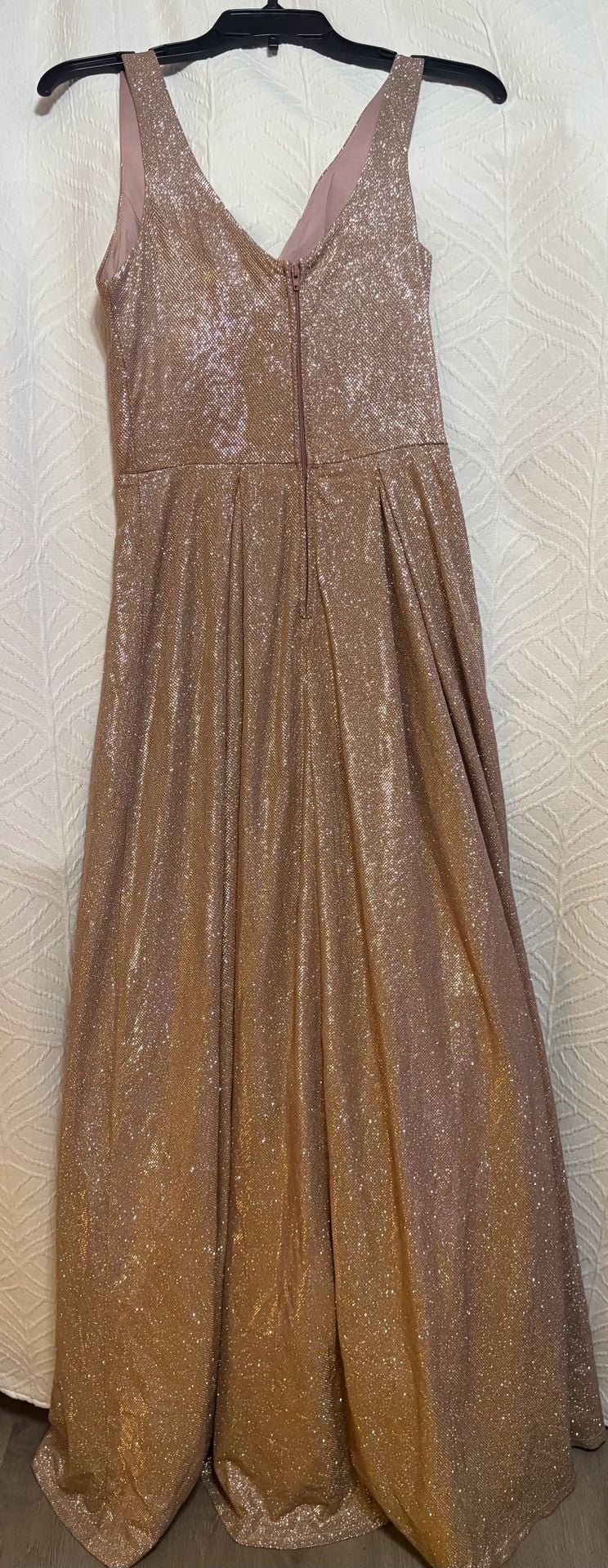 B. Smart Glitter Maxi Dress Size 5/6 Rose Gold Formal V-Neck 5