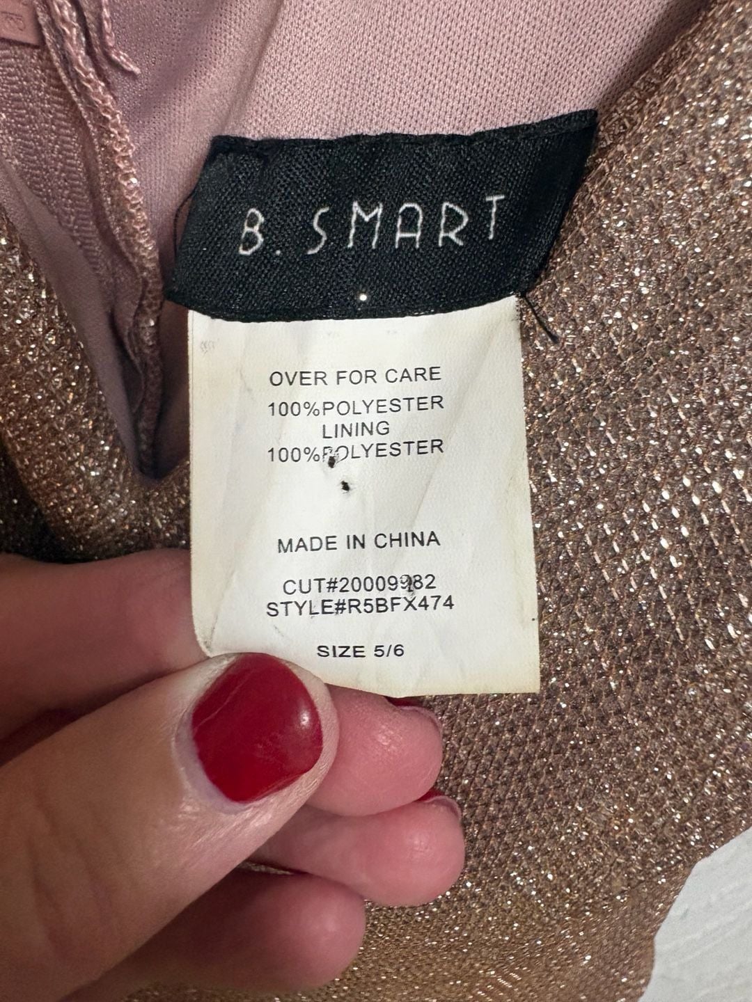 B. Smart Glitter Maxi Dress Size 5/6 Rose Gold Formal V-Neck 4
