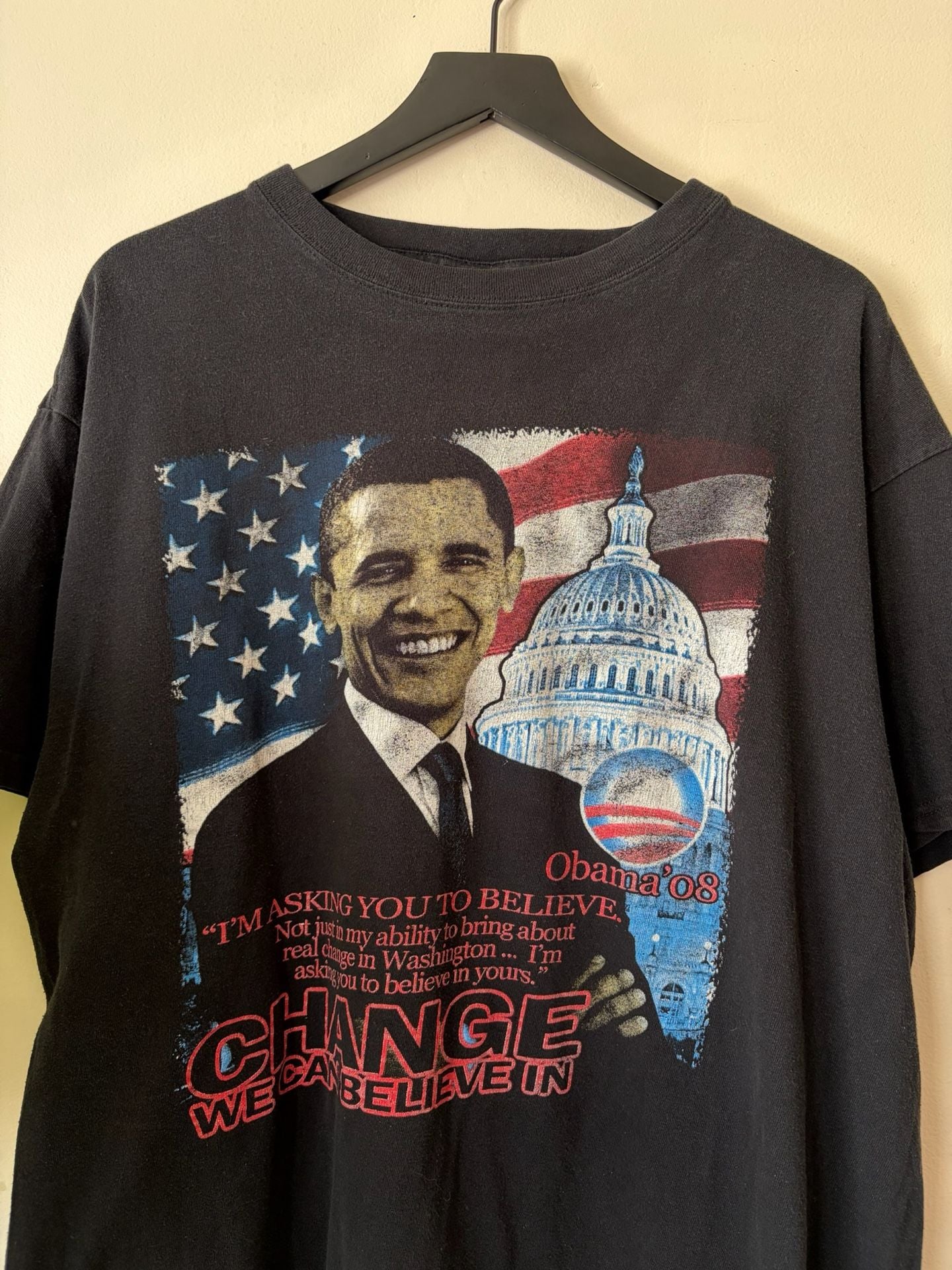 Atex Obama 08 T-Shirt Size XL Black Campaign Graphic Tee 3