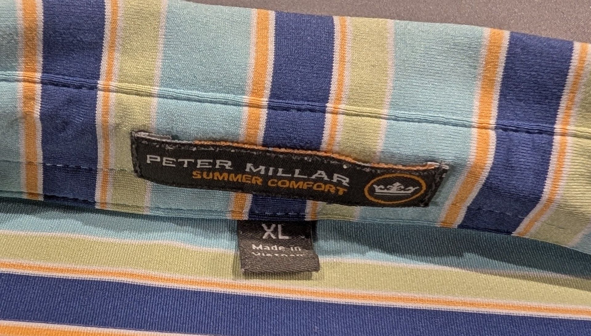 Peter Millar Summer Comfort Polo Shirt Size XL Blue Striped Golf Preppy 3