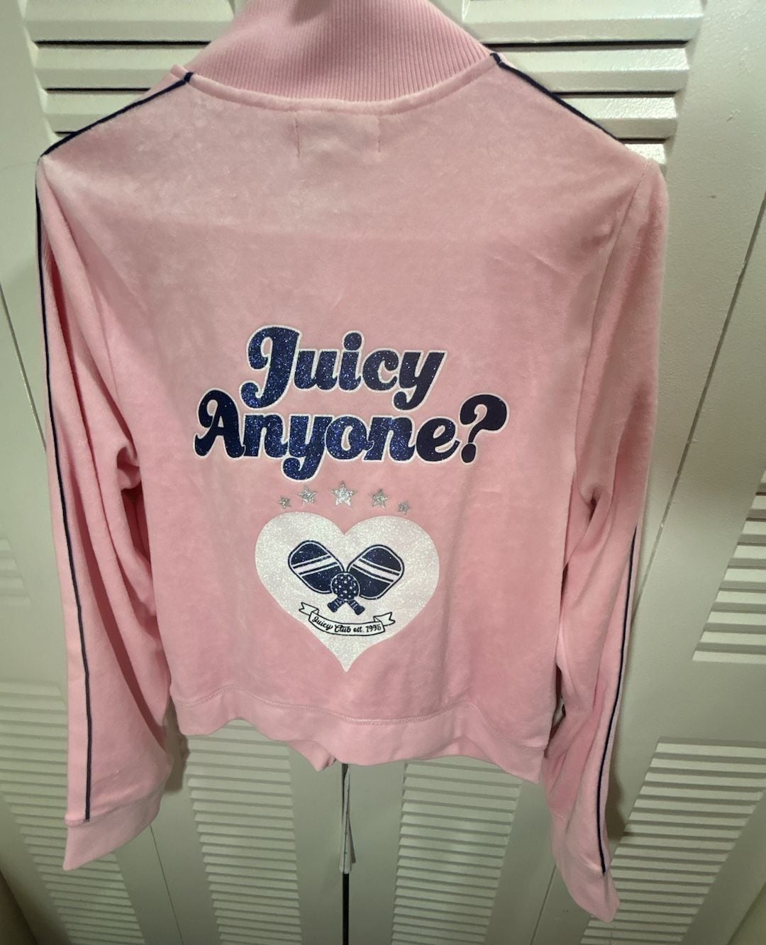 Juicy Couture Velour Track Jacket Size XXL Pink Pickleball Anyone? 6