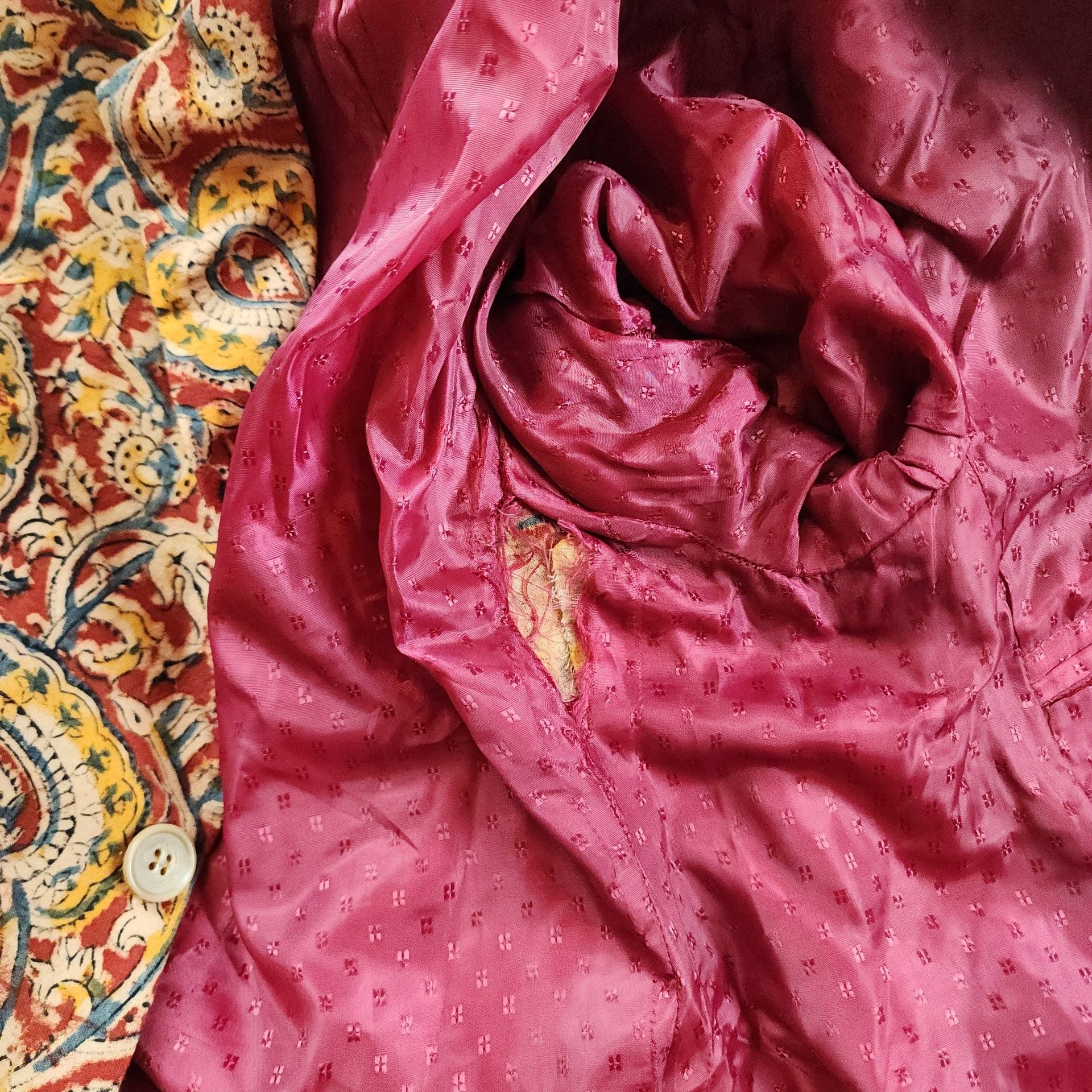 Vintage Red Gold Paisley Block Print Blazer Indie Sleaze Boho Statement Coat 7