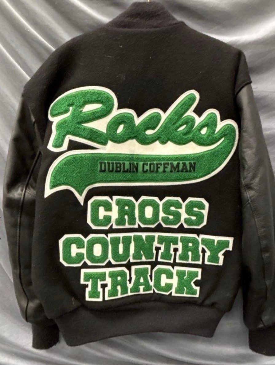 DeLong Dublin Coffman Varsity Jacket Size L Black Wool Leather 3