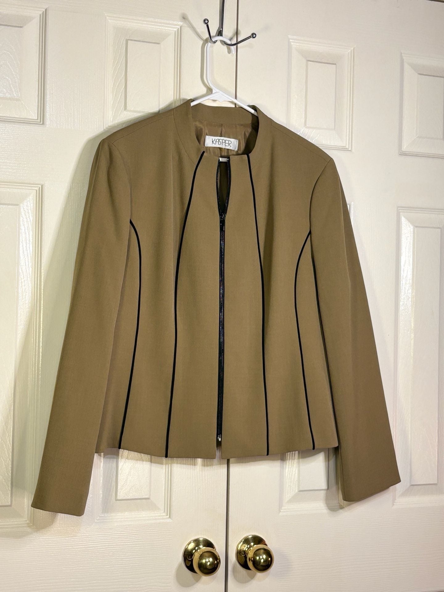 Kasper Full Zip Jacket Tan Poly Blend 5