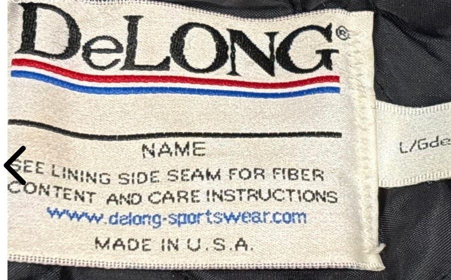 DeLong Dublin Coffman Varsity Jacket Size L Black Wool Leather 5