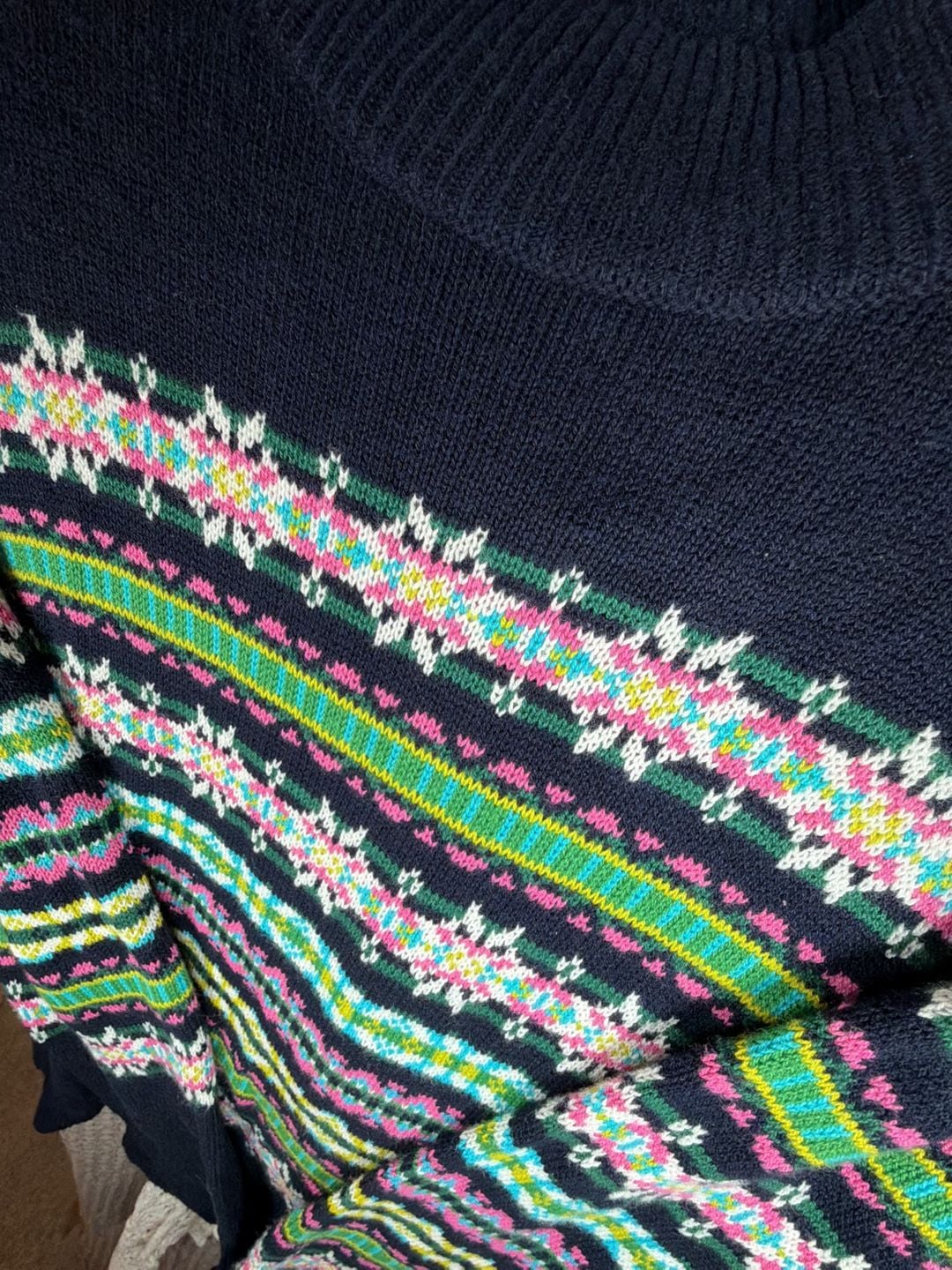 Talbots Fair Isle Mock Neck Sweater Size XL Petite Black 3