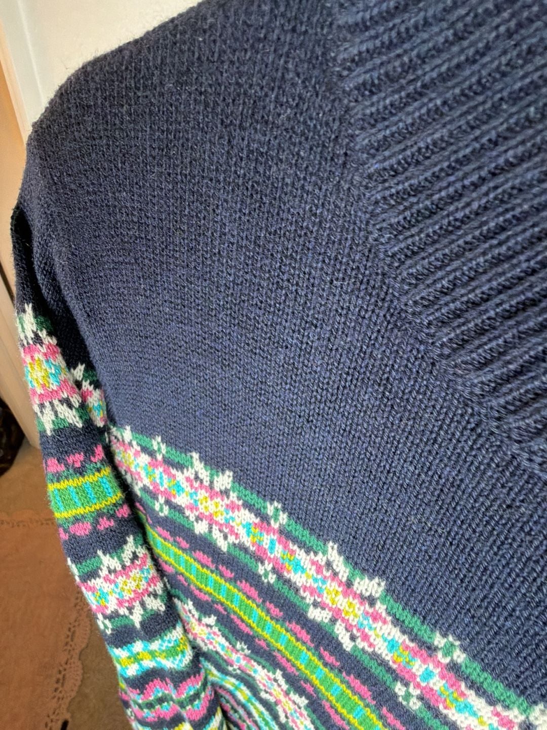 Talbots Fair Isle Mock Neck Sweater Size XL Petite Black 4
