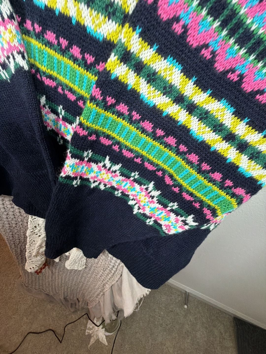 Talbots Fair Isle Mock Neck Sweater Size XL Petite Black 5