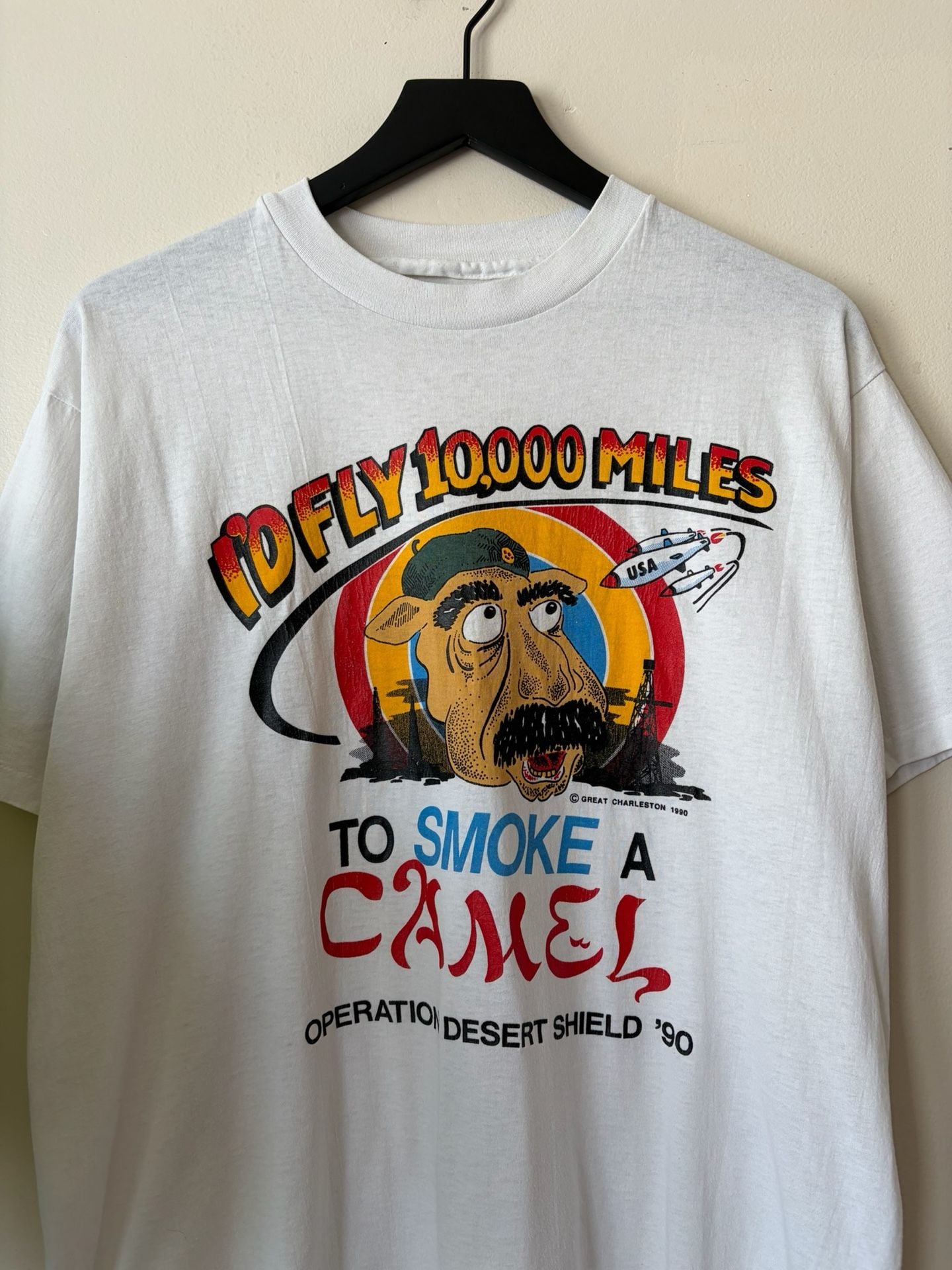 Vintage Camel Operation Desert Shield 1990 T-Shirt White 3