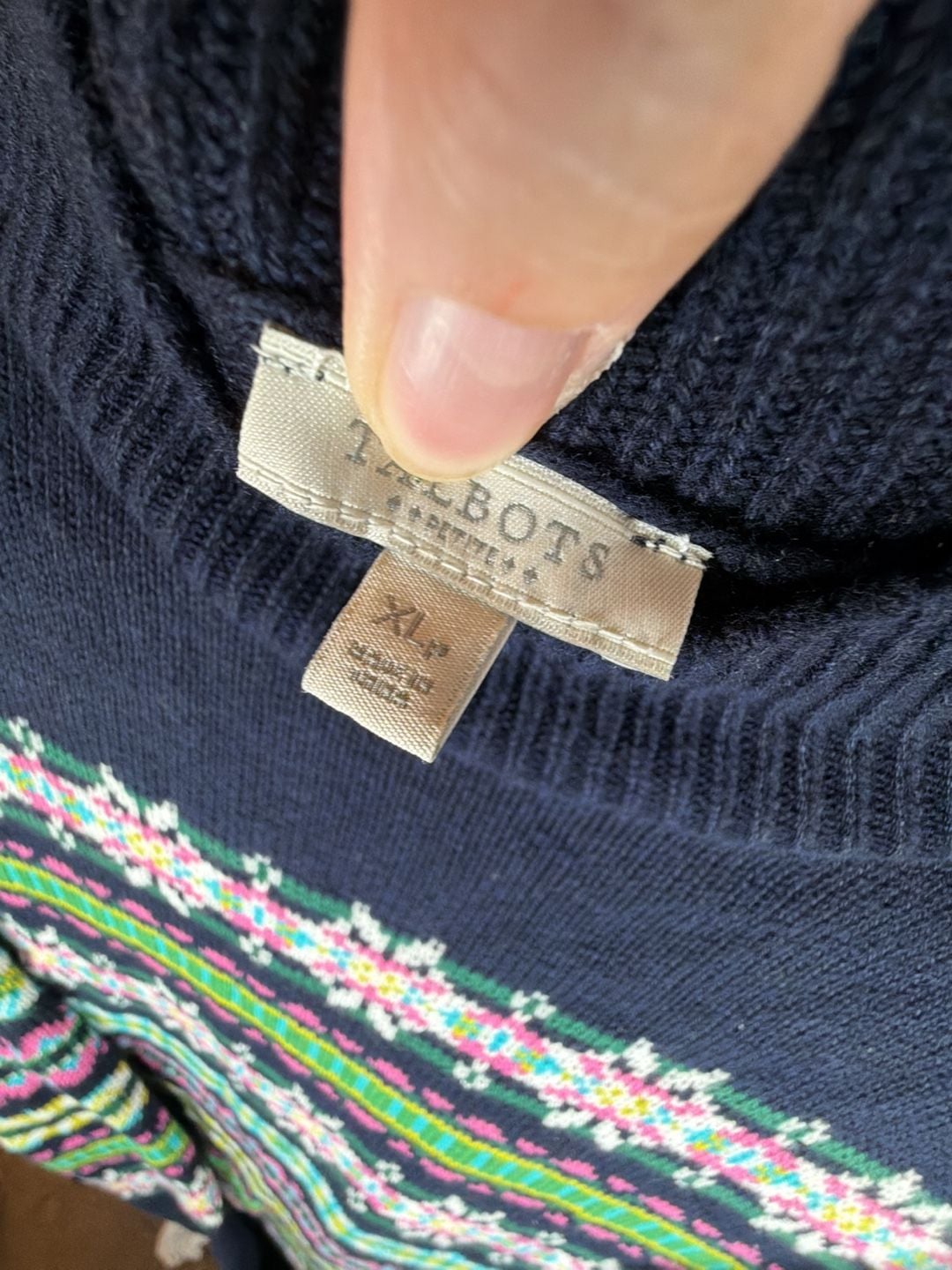 Talbots Fair Isle Mock Neck Sweater Size XL Petite Black 6