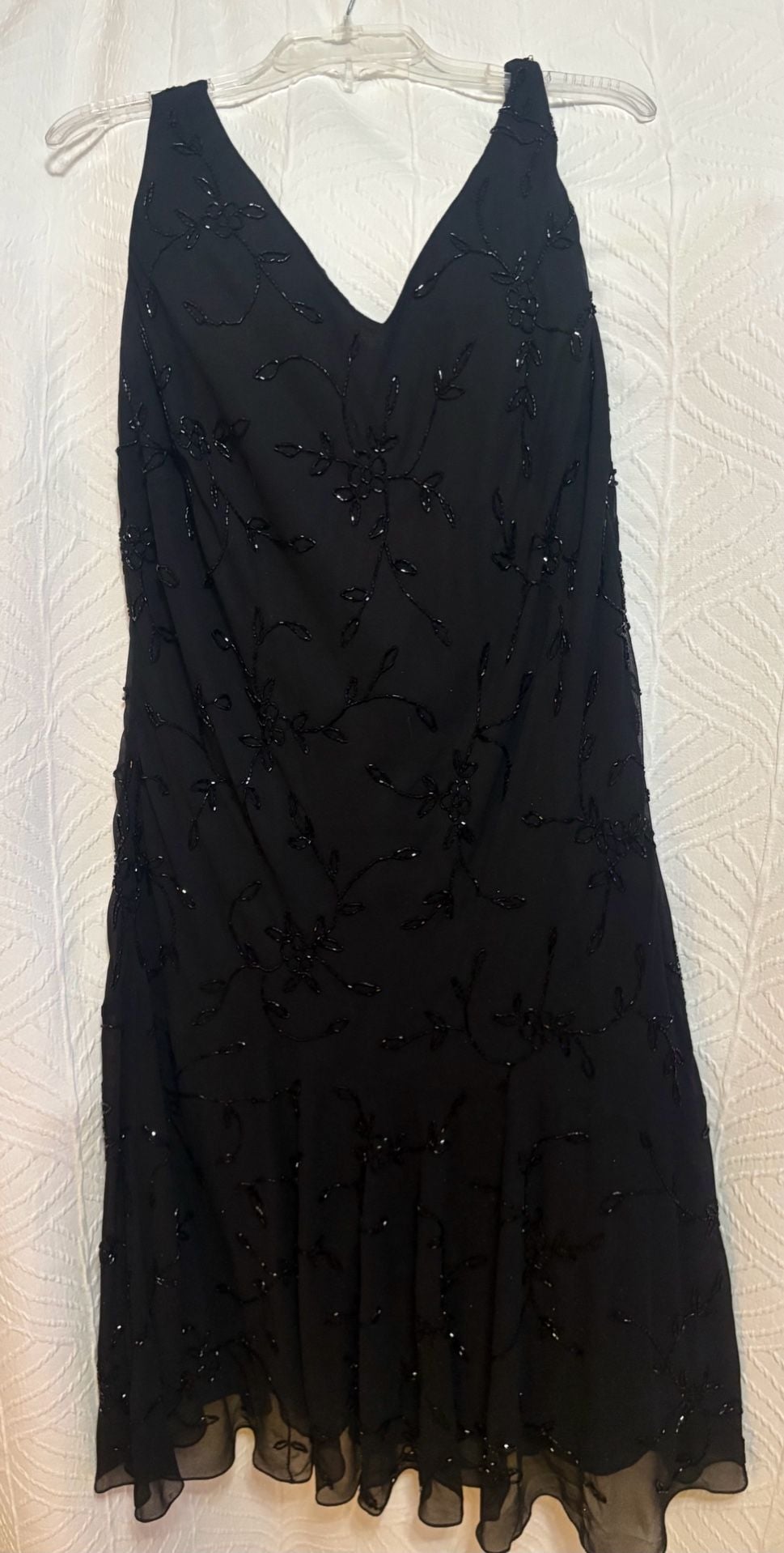 Dressbarn Woman Collection Beaded Dress Size 14W Black V-Neck 2