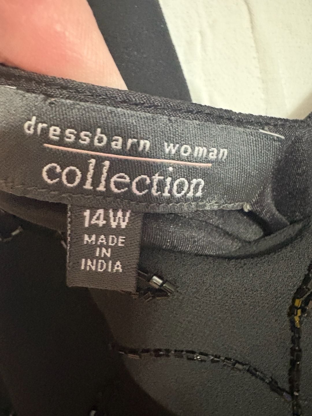 Dressbarn Woman Collection Beaded Dress Size 14W Black V-Neck 4