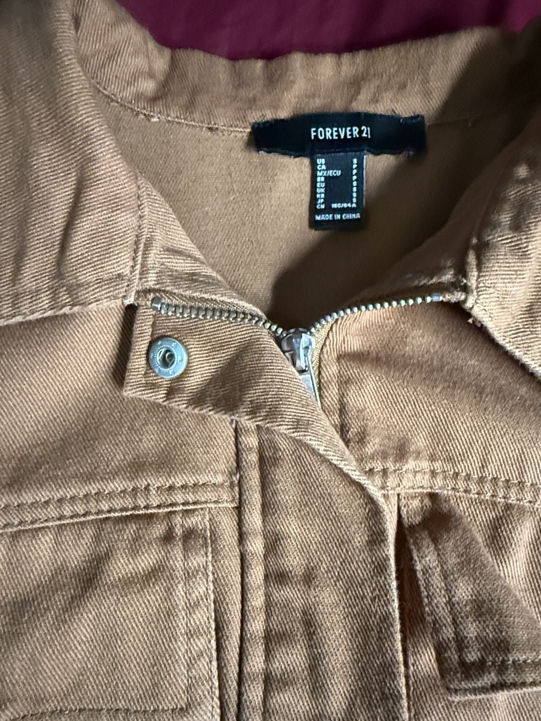 Forever 21 Brown Utility Cropped Denim Jacket Size S 2