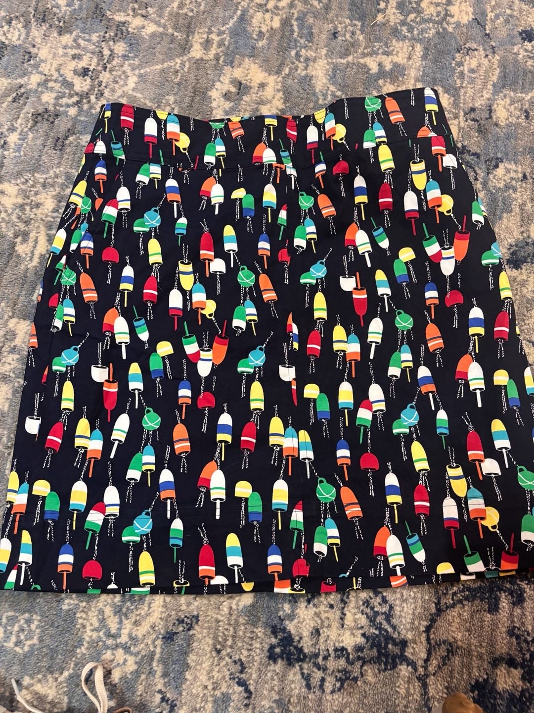 Talbots Buoy Print Skirt Size 6P Navy Blue Multicolor Nautical 2
