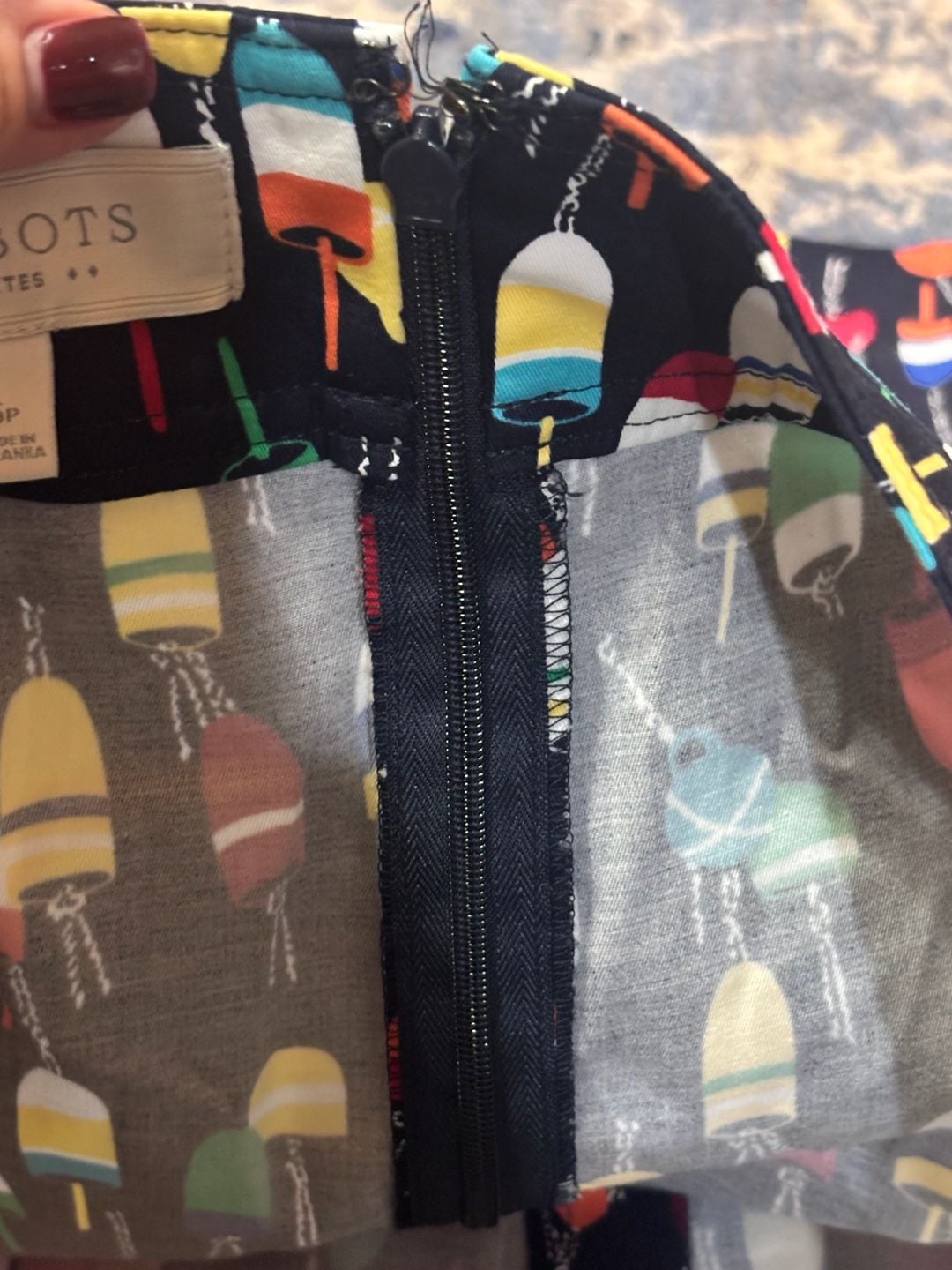 Talbots Buoy Print Skirt Size 6P Navy Blue Multicolor Nautical 6