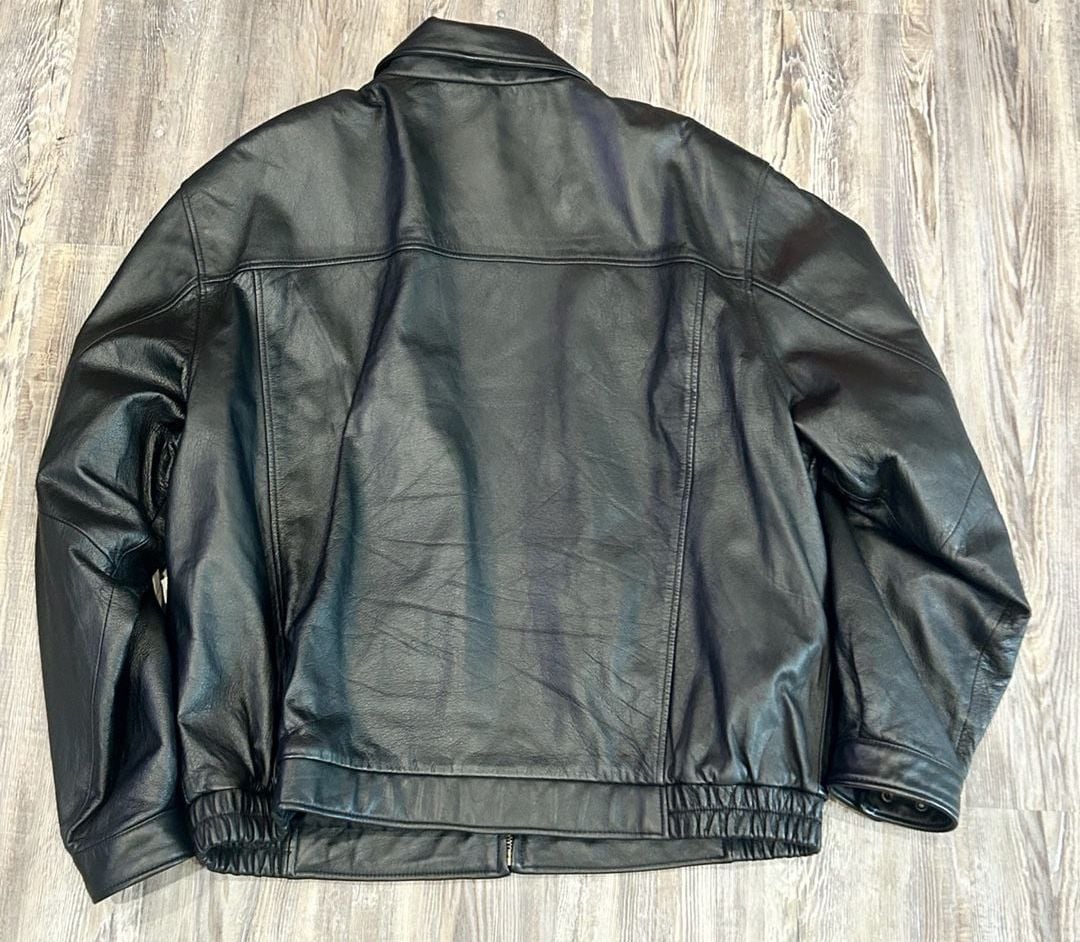 Croft & Barrow Men's Black Genuine Leather Bomber Jacket Size XLT 6