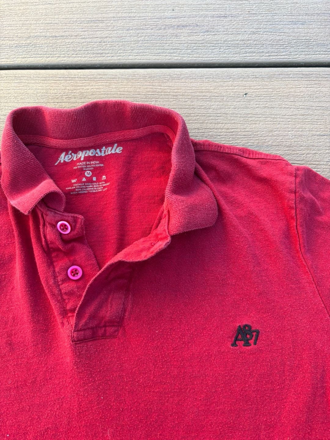 Aeropostale Polo Shirt Size M Red Cotton Blend Short Sleeve Logo 3