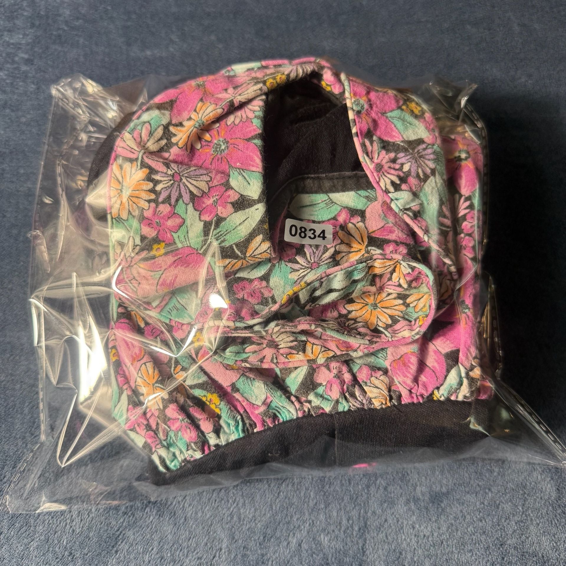Evy Vintage Floral Dress Size youth 6X Black Pink Collar 7