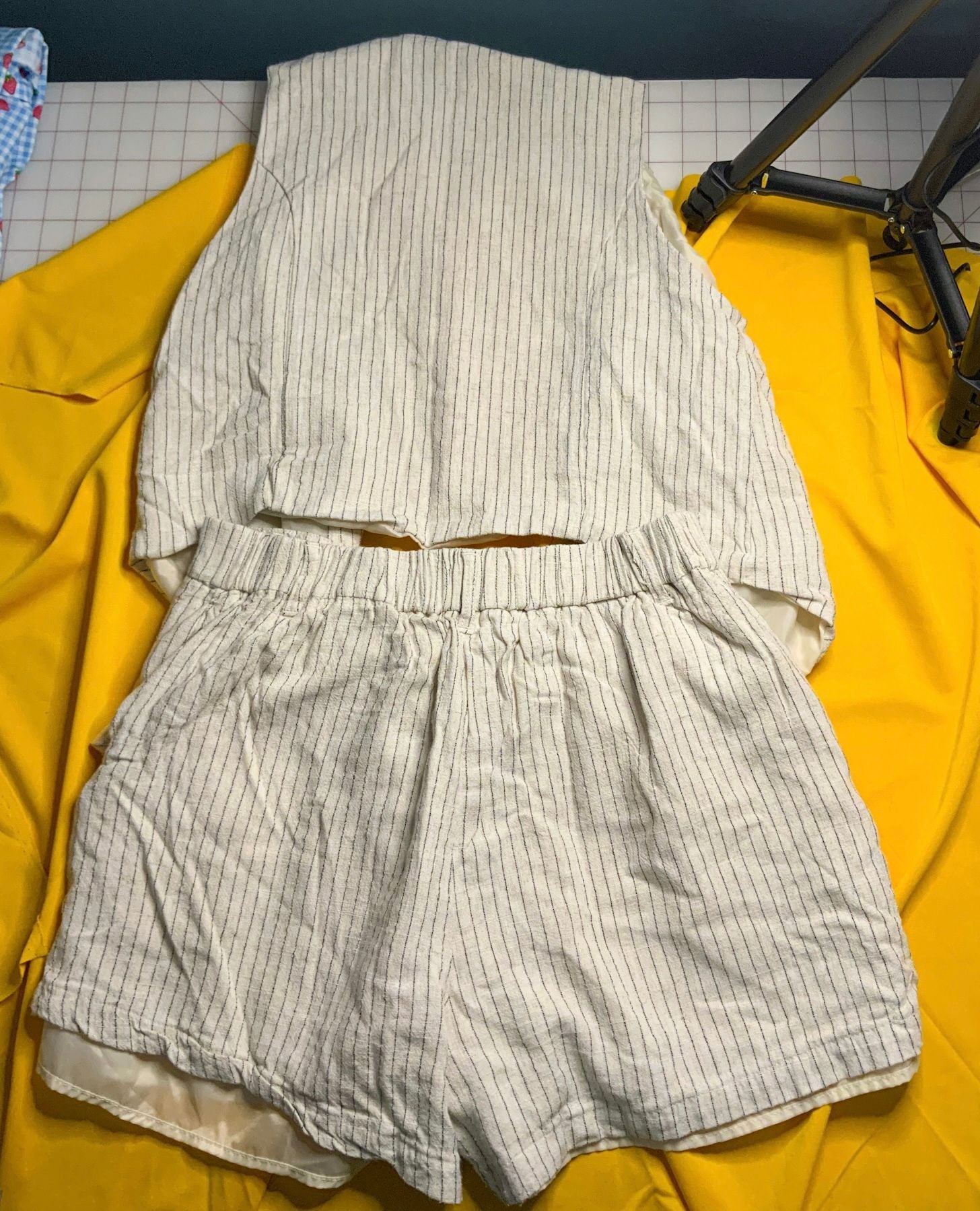 Kristen & Brown Striped Vest And Shorts Set Women Size Large 5