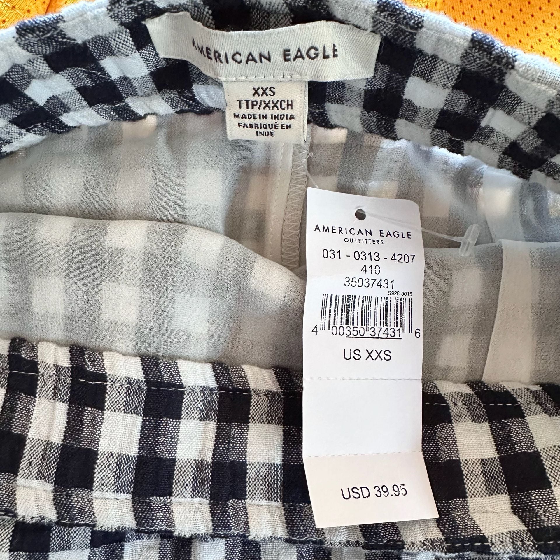 NWT American Eagle Black & White Gingham XXS Skirt 3