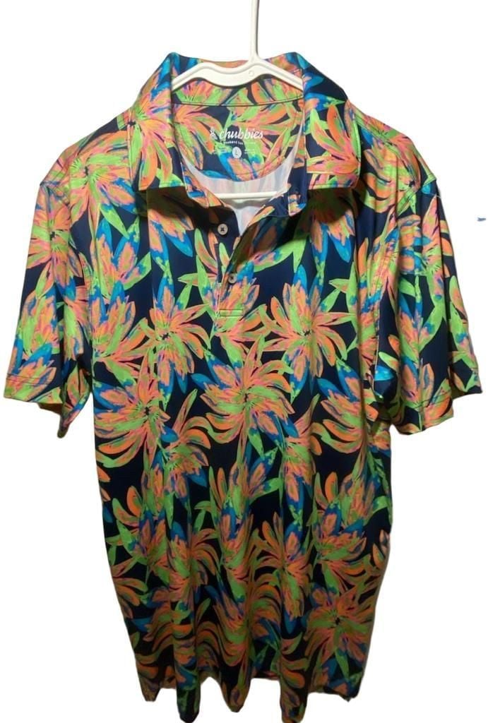 Chubbies Performance Polo Shirt Size L Floral Tropical 3