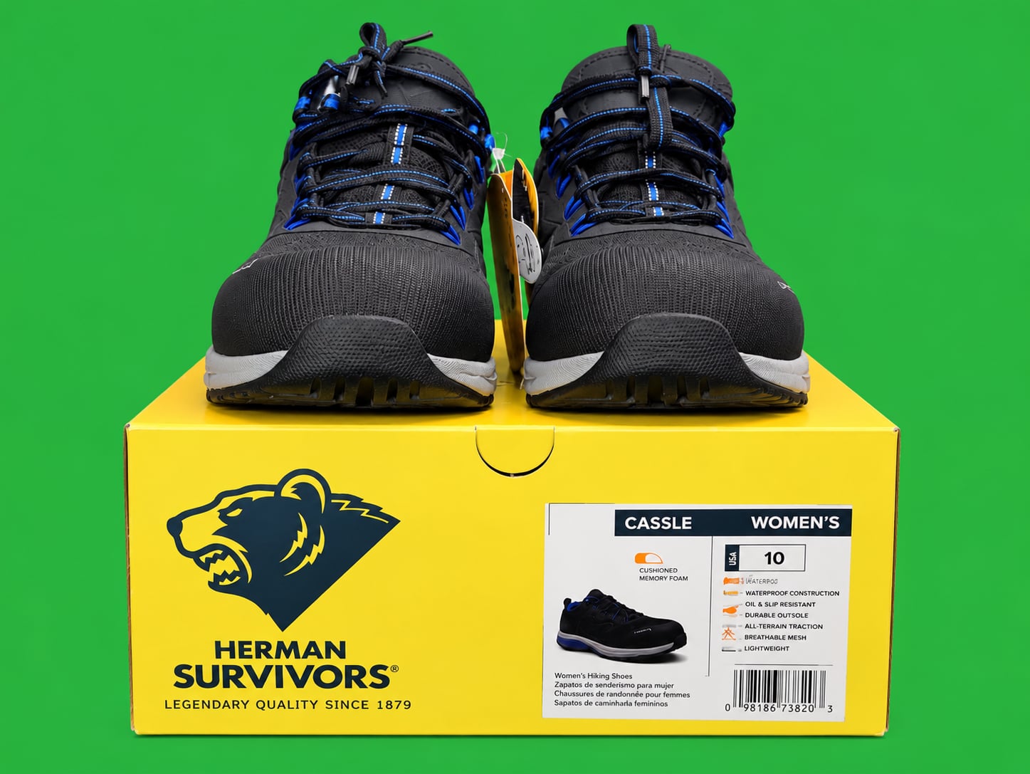Herman Survivors Cassle Hiking Shoes Size 10 Black Blue Composite Toe 2