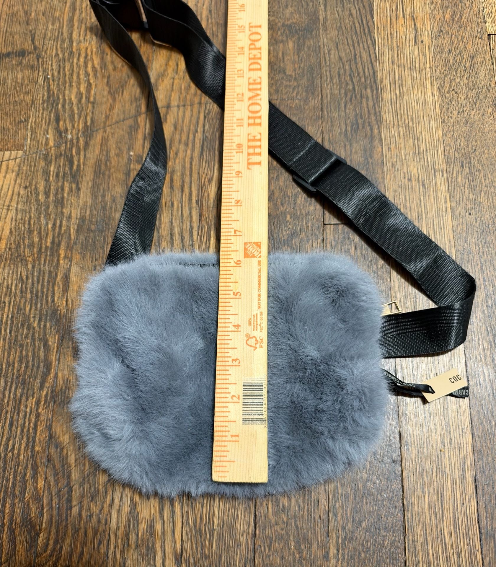 New Coco + Carmen Estelle Faux Fur Sling Bag Grey Crossbody Fanny Pack 8