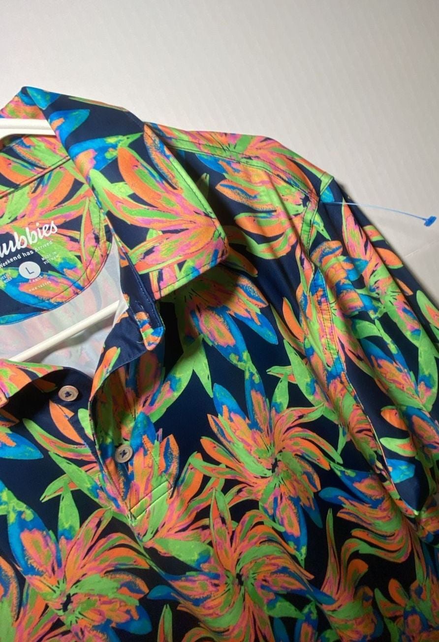 Chubbies Performance Polo Shirt Size L Floral Tropical 6