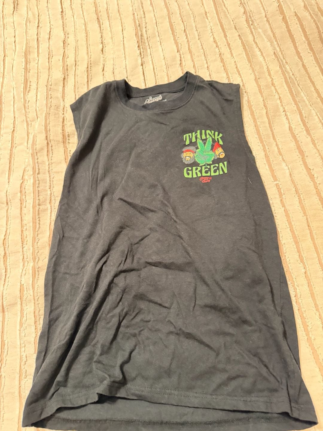 Cheech & Chong Think Green Muscle Shirt Size S Black Graphic Tank Top 1