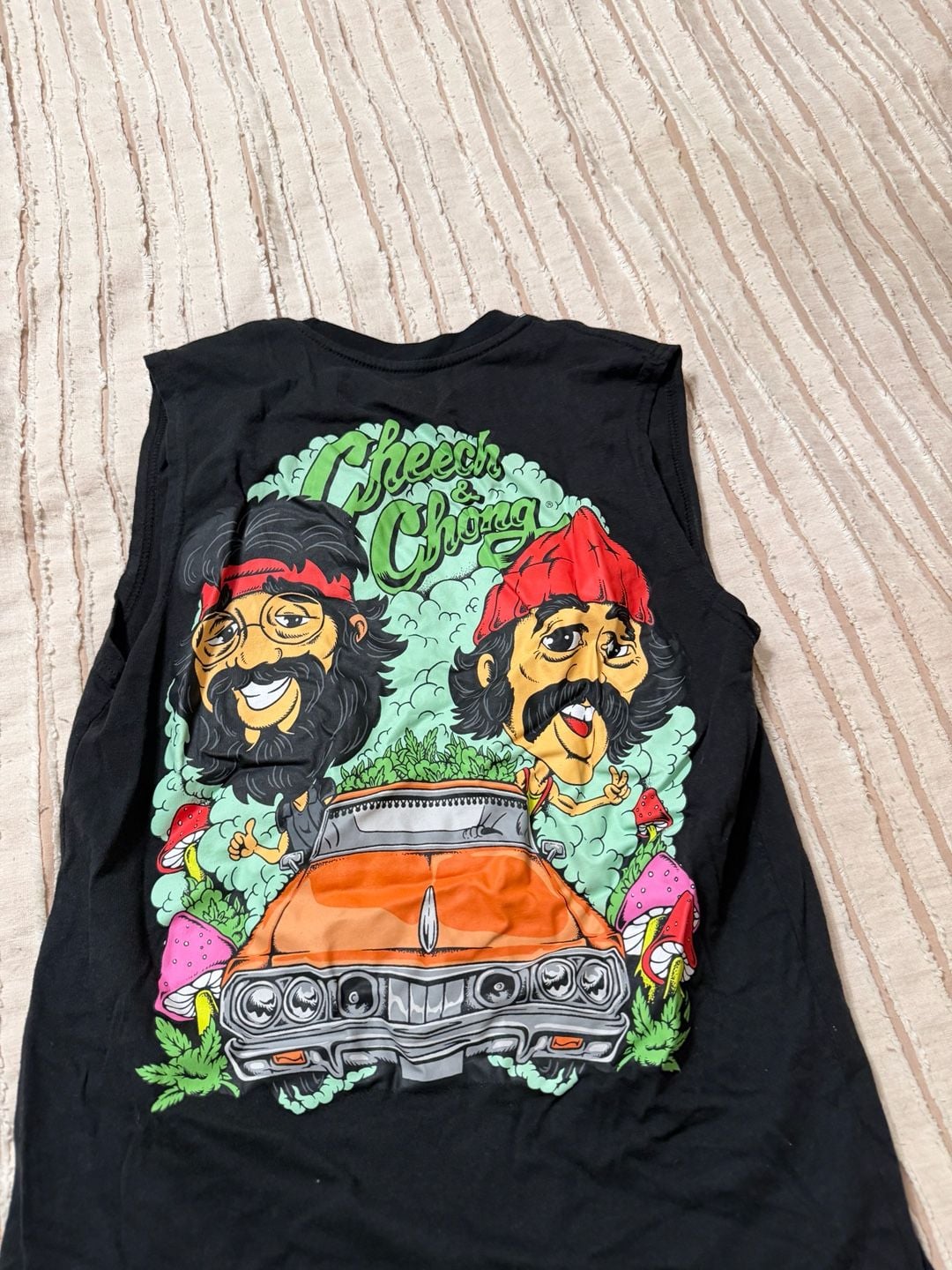 Cheech & Chong Think Green Muscle Shirt Size S Black Graphic Tank Top 2