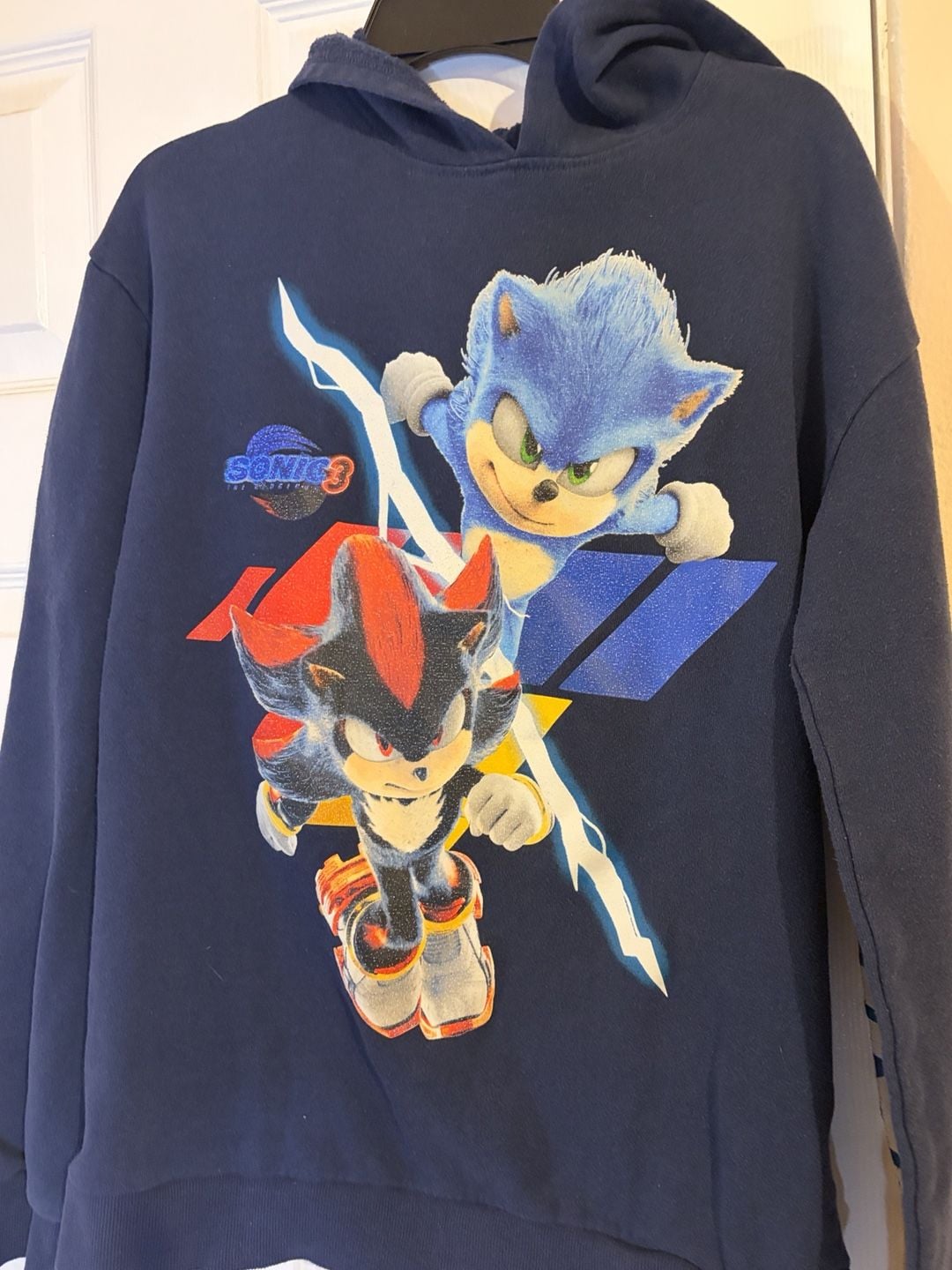 Sonic the Hedgehog 3 Graphic Hoodie Size 12 Navy Blue Youth 3