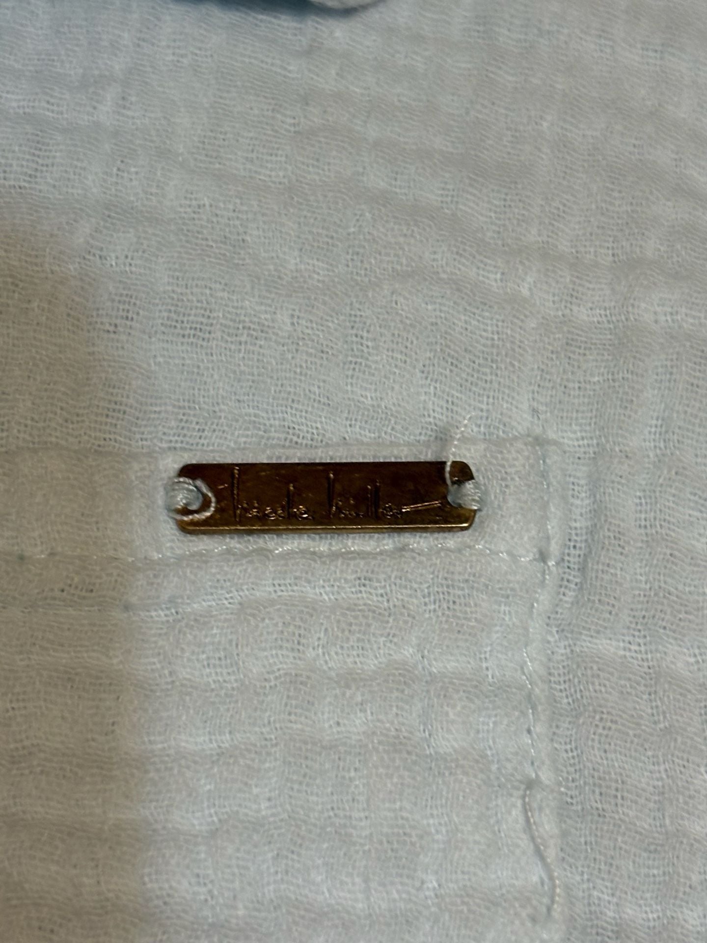 Nicole Miller New York Button Down Shirt Size L Light Blue Gauze Cotton 9