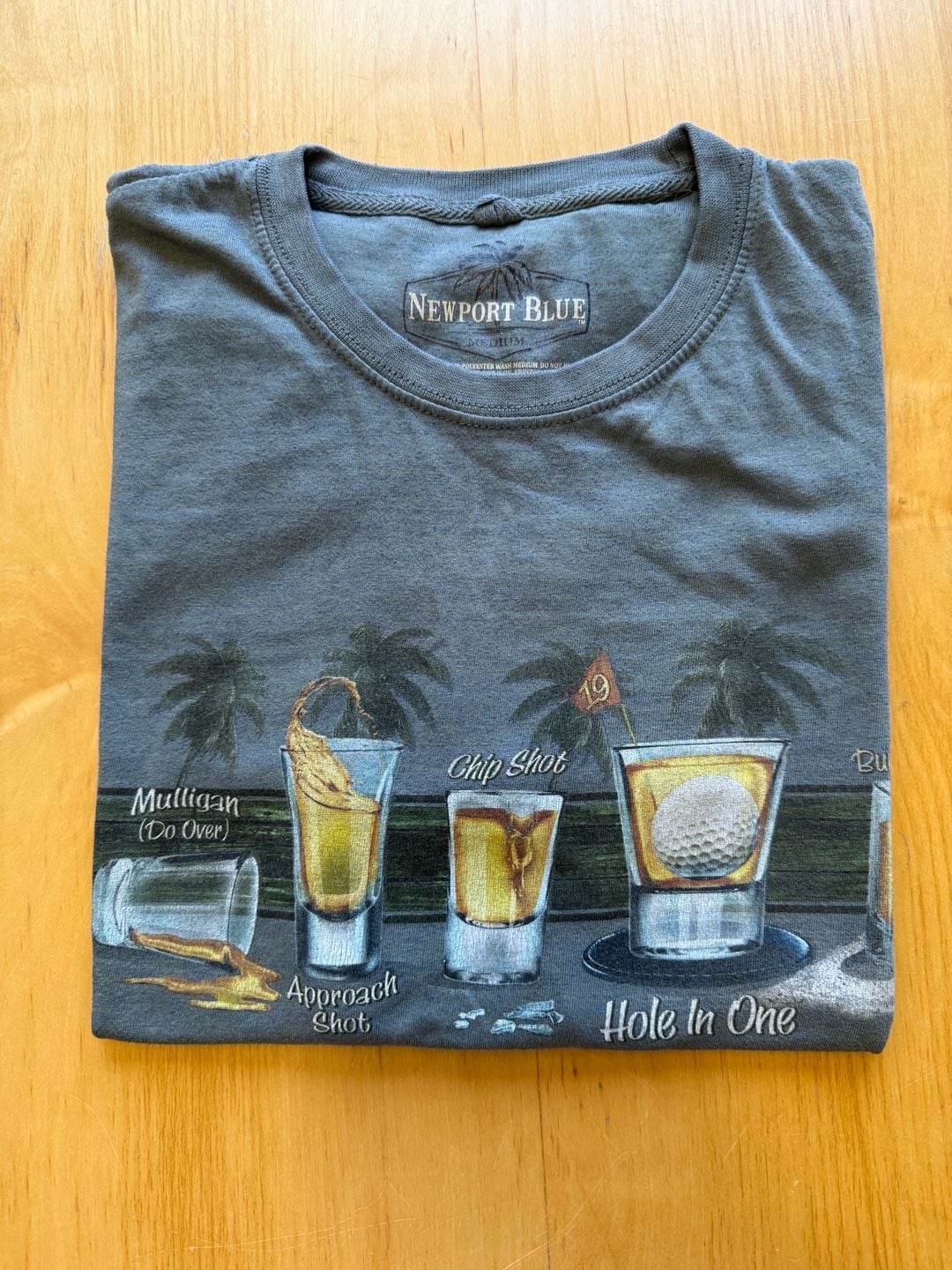 Newport Blue Golf T Shirt Size Medium Funny Drinks 19th Hole 1
