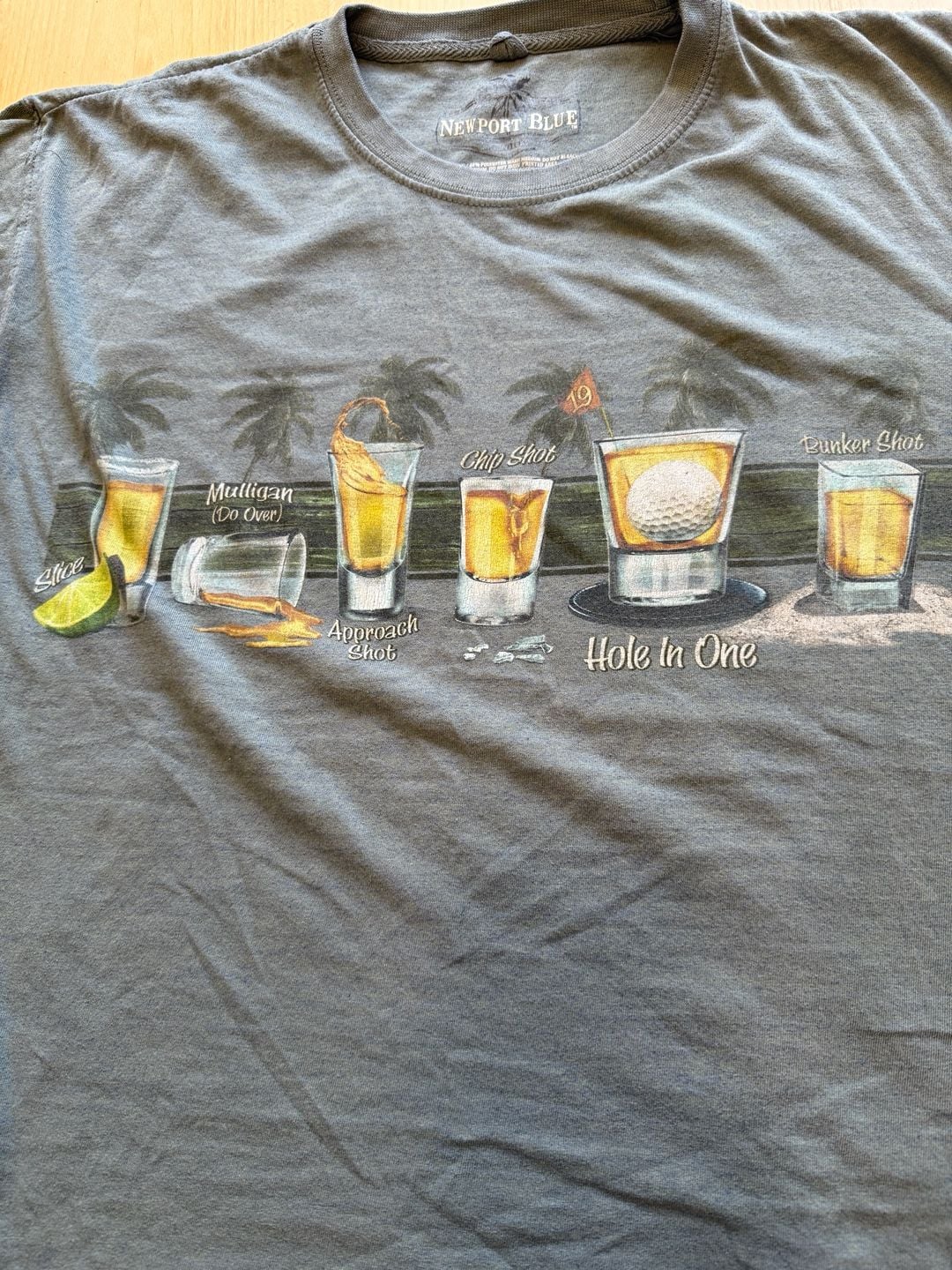 Newport Blue Golf T Shirt Size Medium Funny Drinks 19th Hole 5