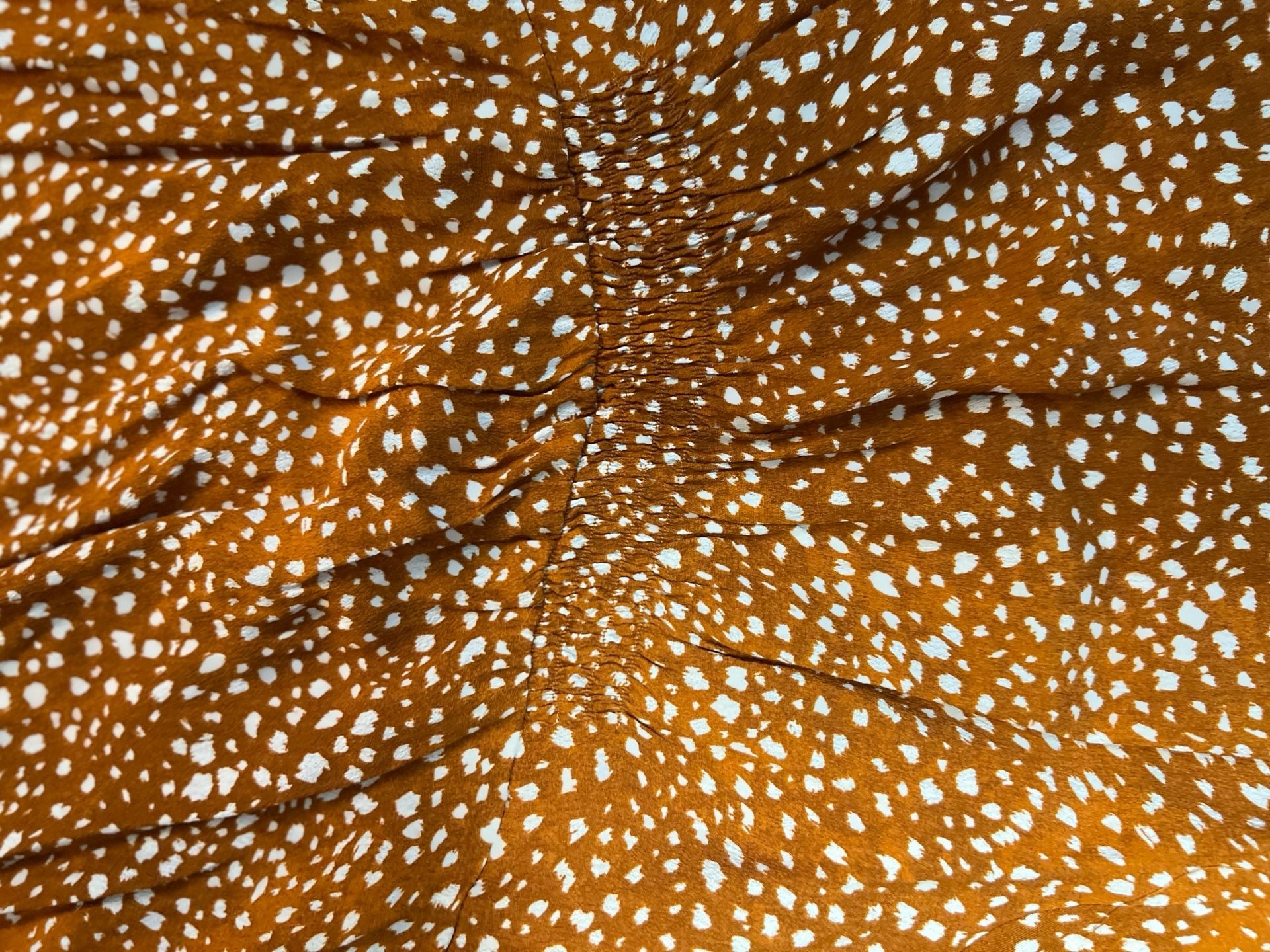 MNG Long Sleeve Midi Dress Size M Orange White Polka Dot 4