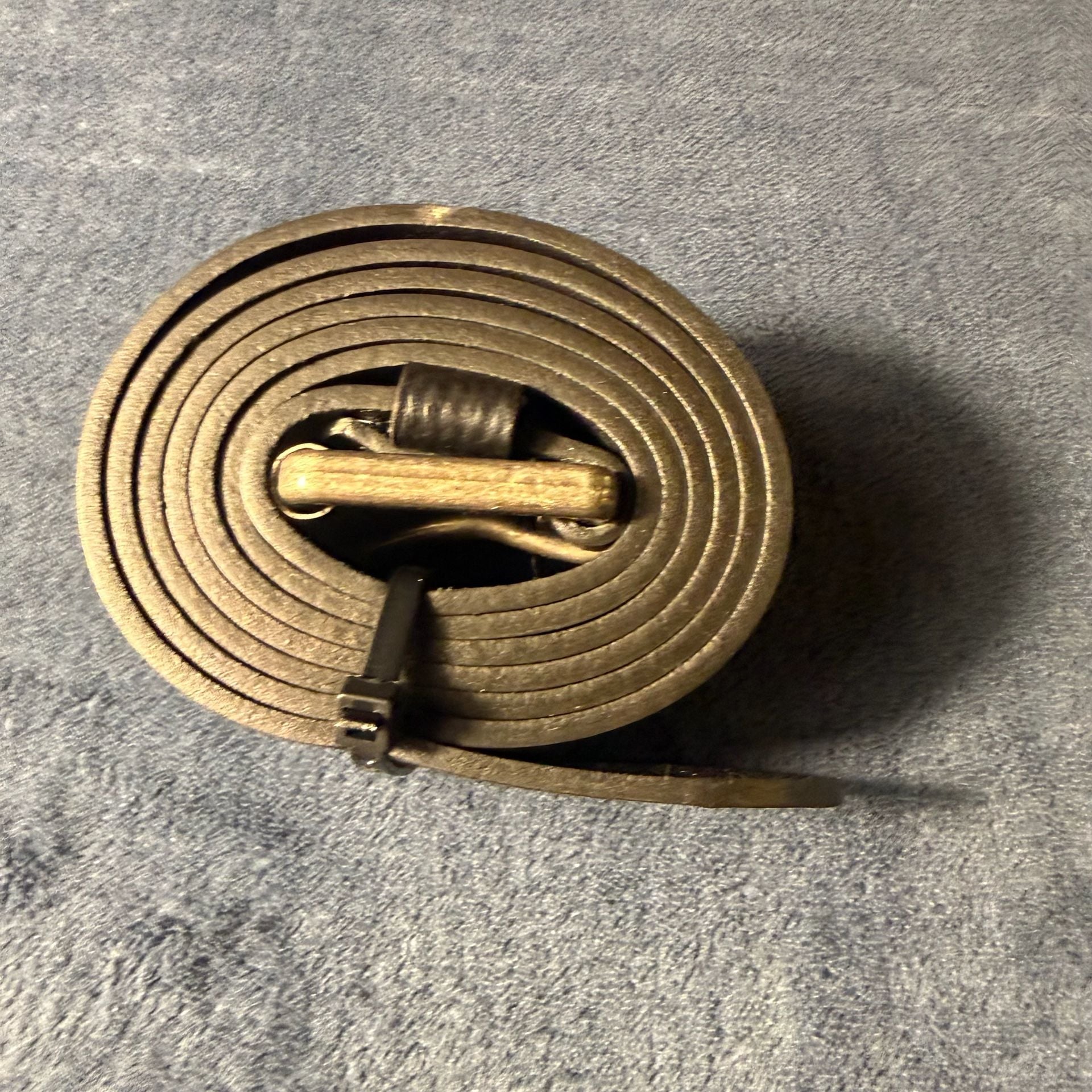 Unbranded Black Leather Belt Brass Tone Hardware 2