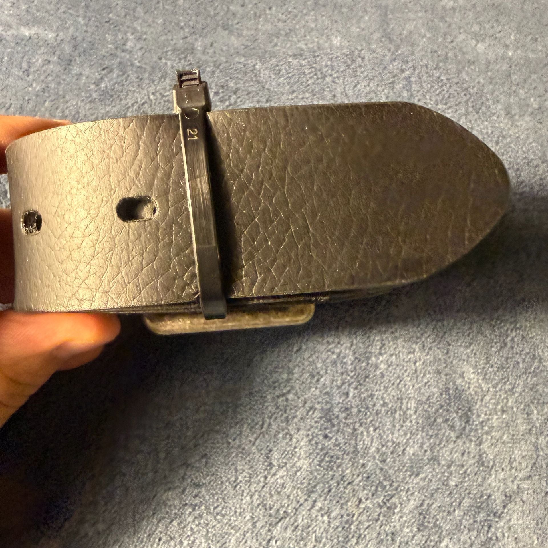 Unbranded Black Leather Belt Brass Tone Hardware 3