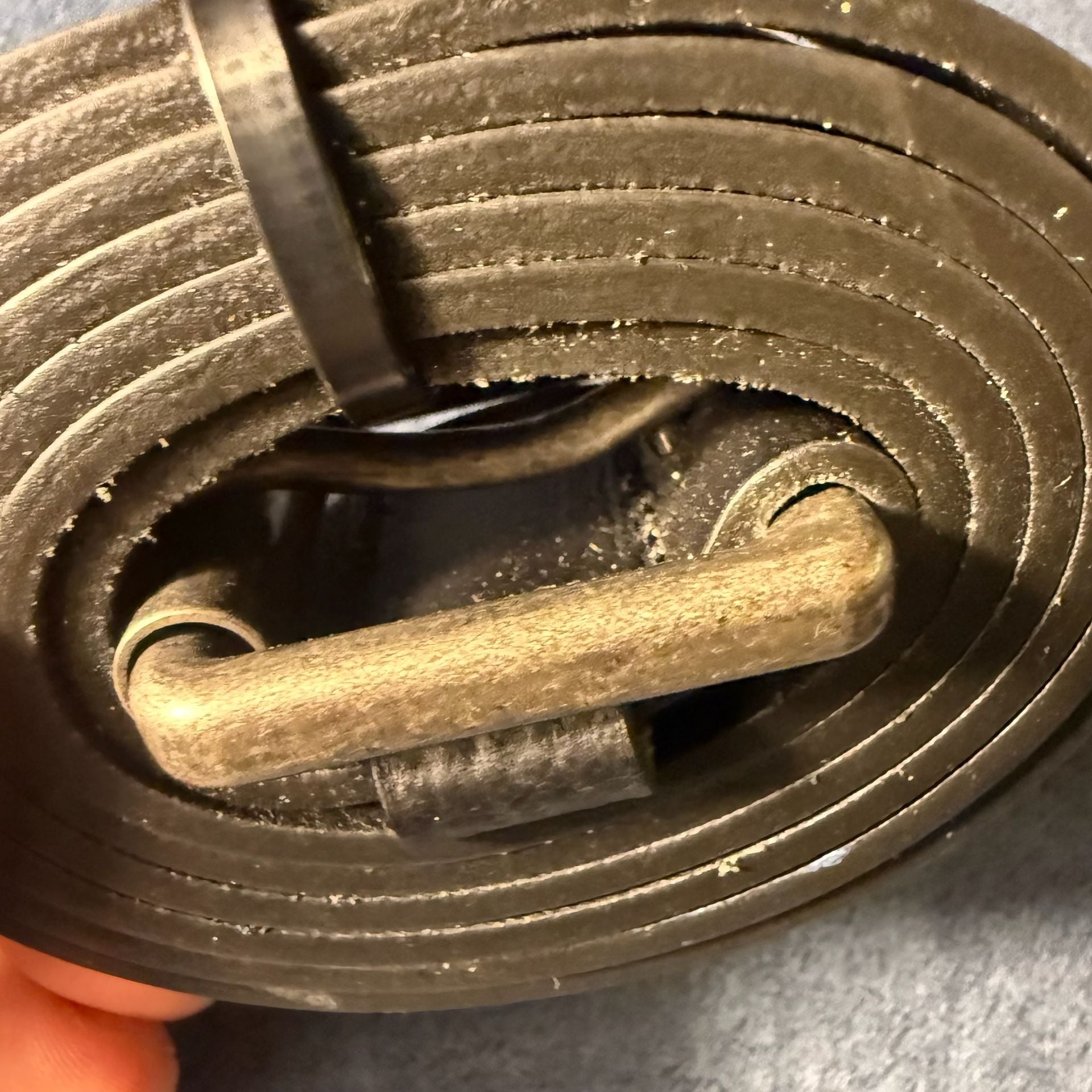 Unbranded Black Leather Belt Brass Tone Hardware 4