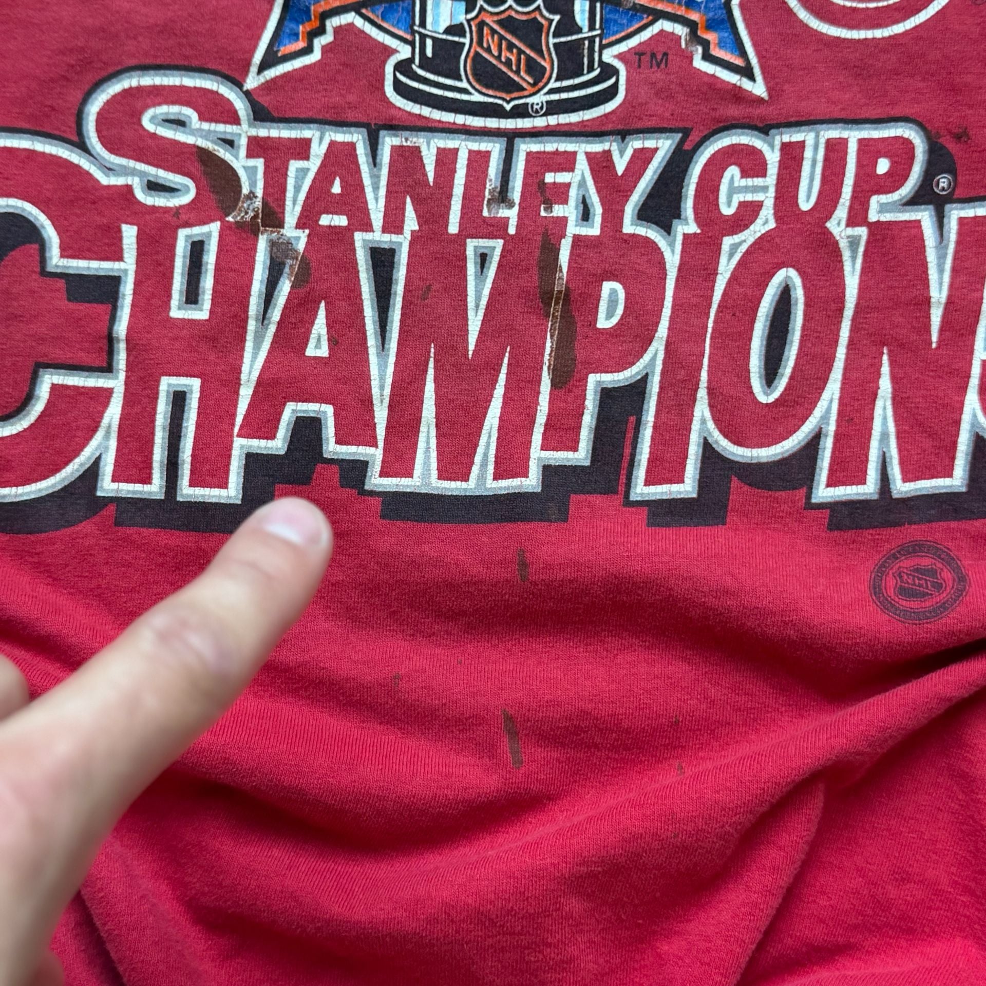 Hanes Detroit Red Wings 2002 Stanley Cup Champions T-Shirt Size L Red 5