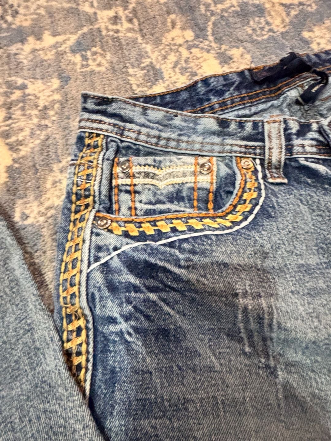 GS Jeans GS115 Size 16 Blue Embroidered Y2K youth Bootcut Denim 8