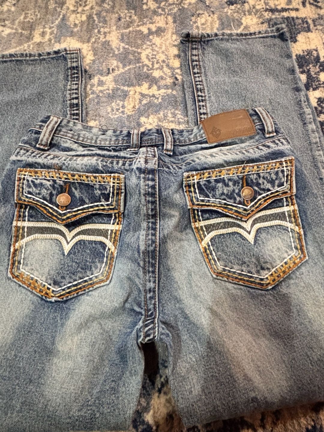 GS Jeans GS115 Size 16 Blue Embroidered Y2K youth Bootcut Denim 9