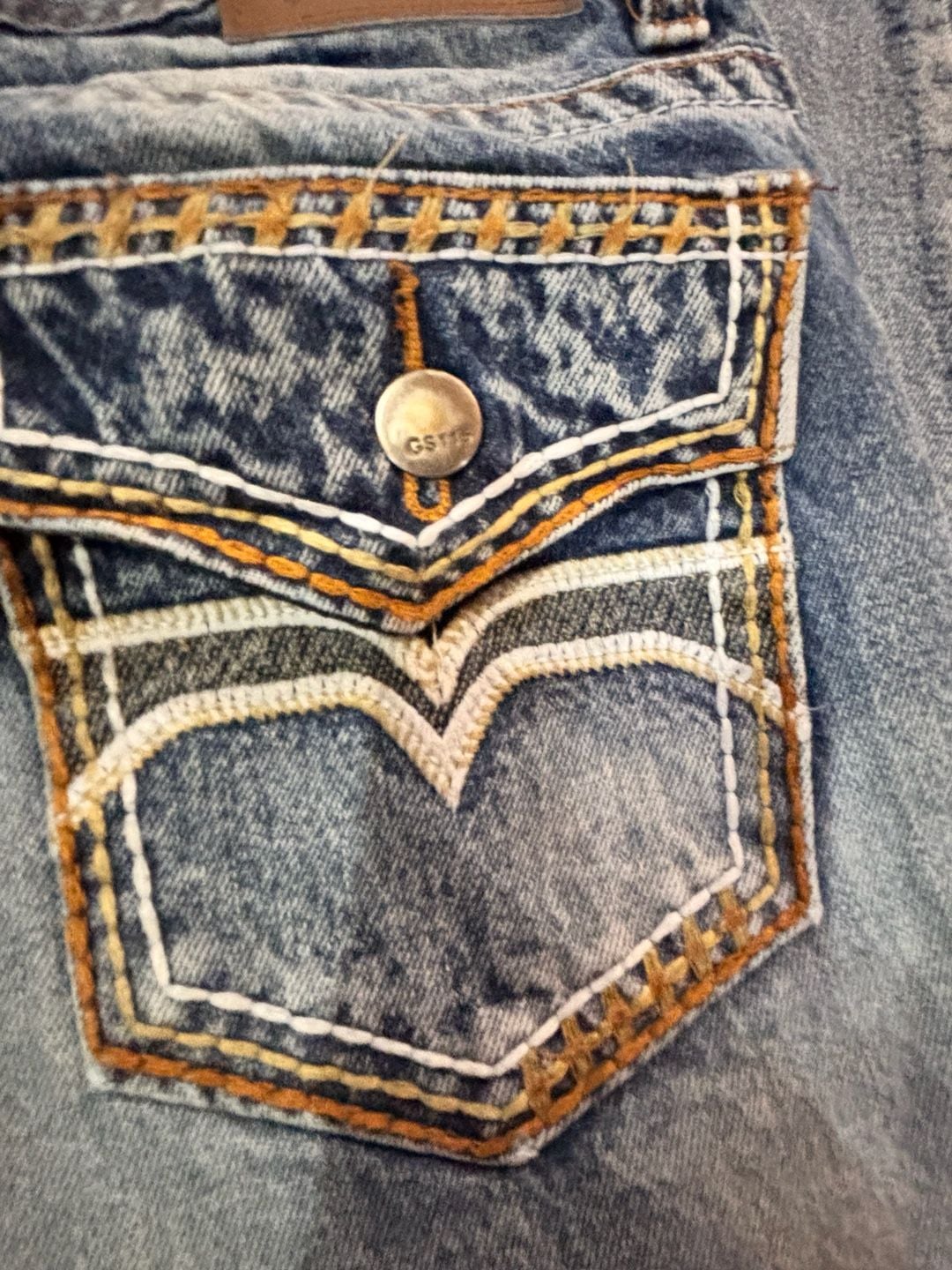 GS Jeans GS115 Size 16 Blue Embroidered Y2K youth Bootcut Denim 10