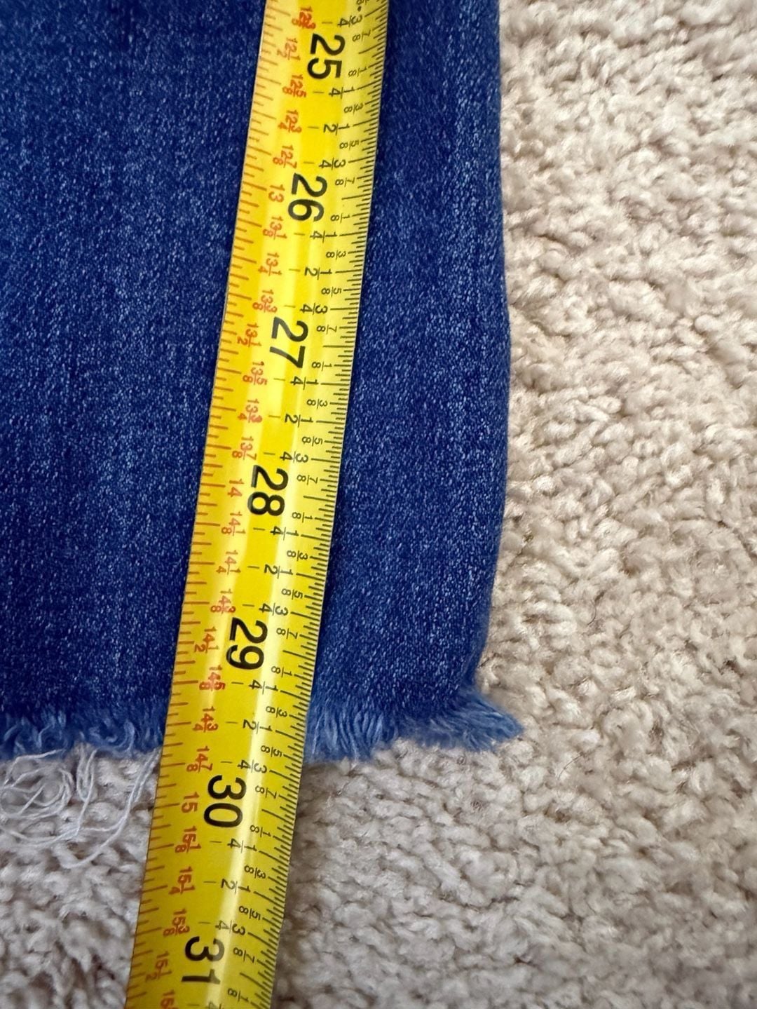 Risen Jeans Flare Distressed Denim Size 11/30 Blue Raw Hem 9