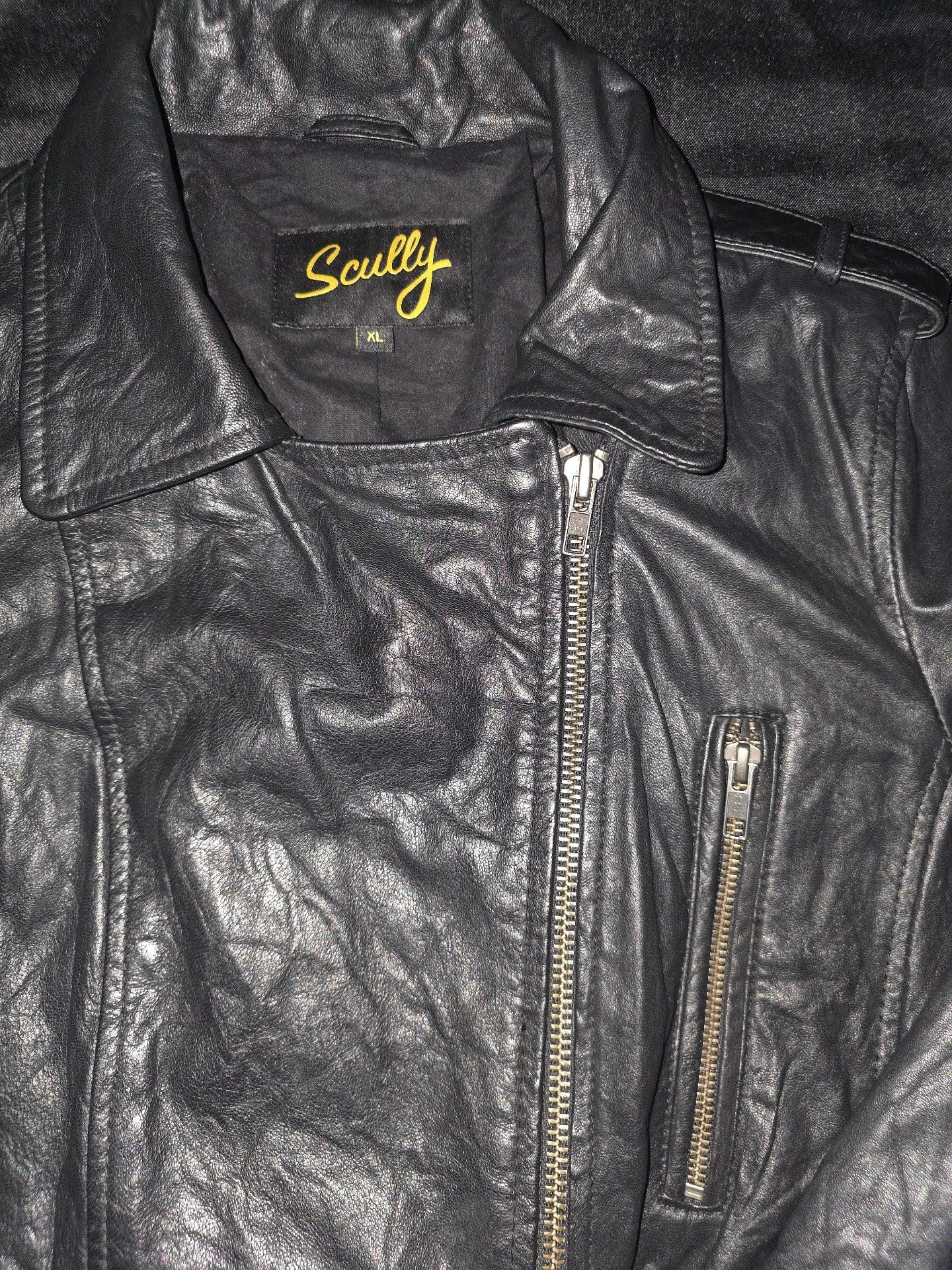 Scully Black Leather Motorcycle Jacket Size XL 1