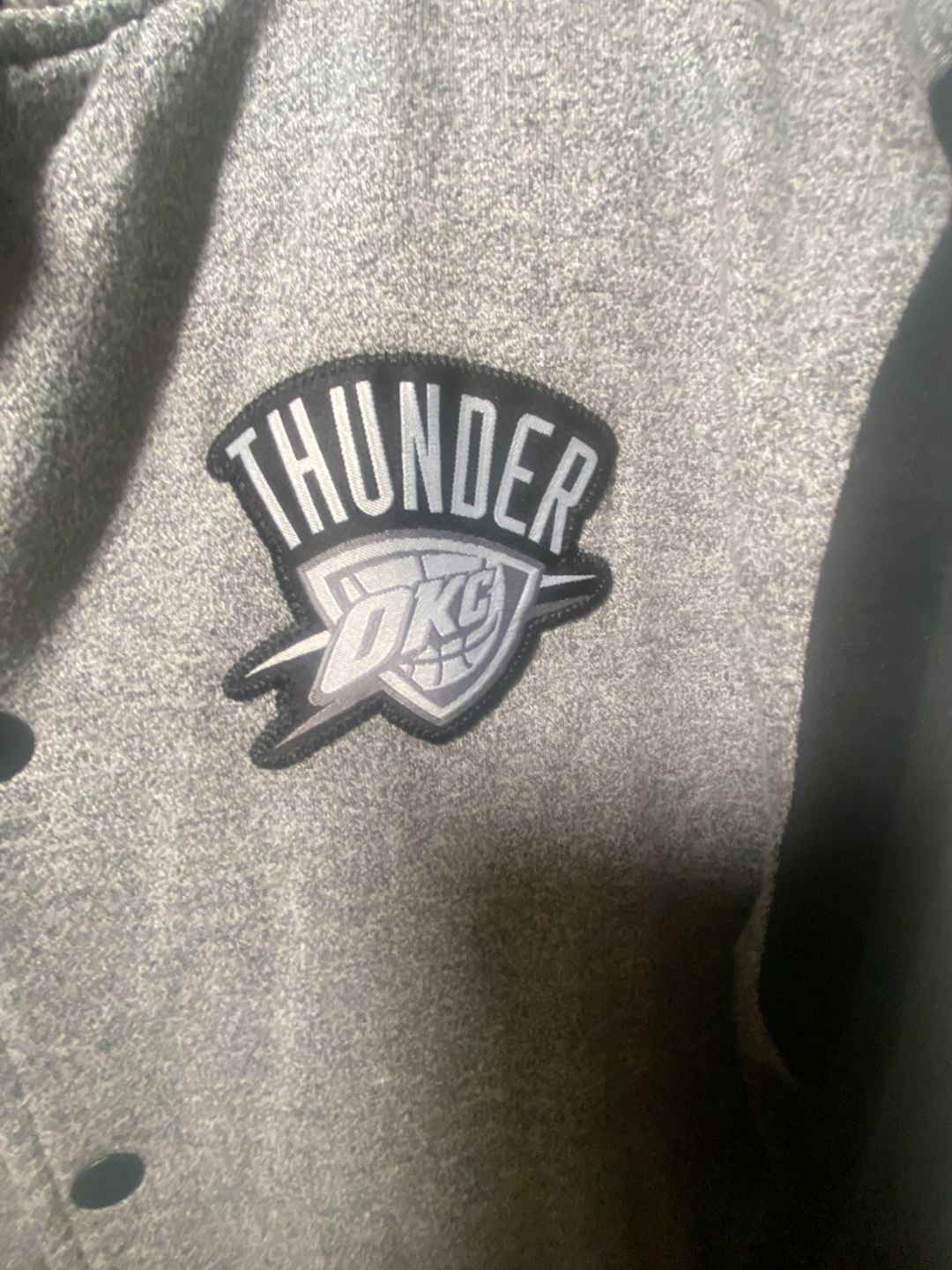 Pro Standard NBA Oklahoma City Thunder Varsity Jacket Size Small Gray Black 4